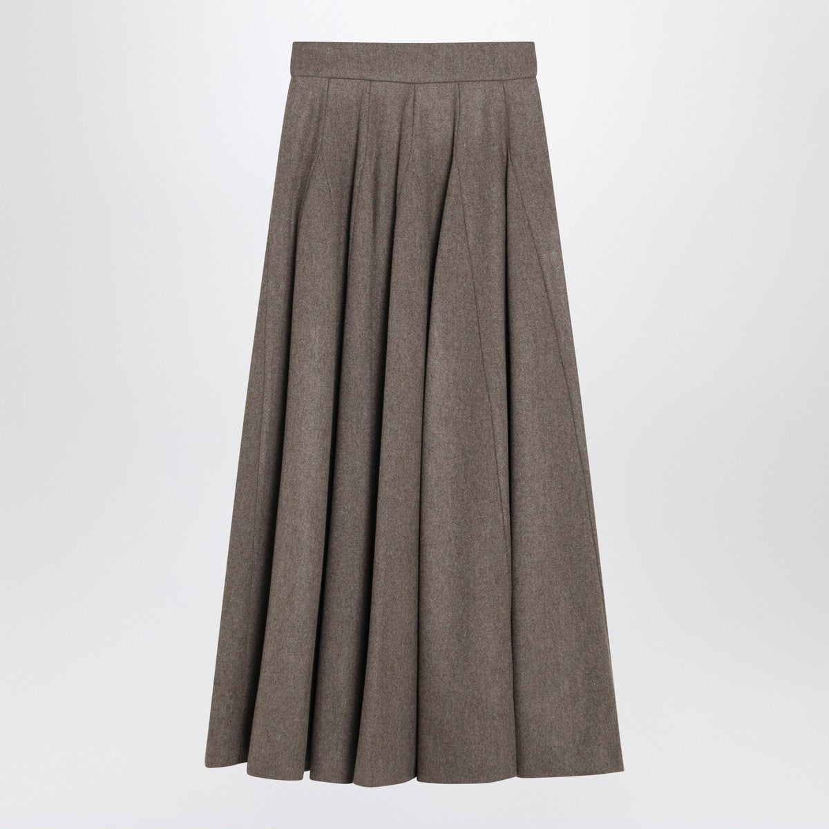 Max Mara Wide hazelnut-colored skirt in wool felt Max Mara