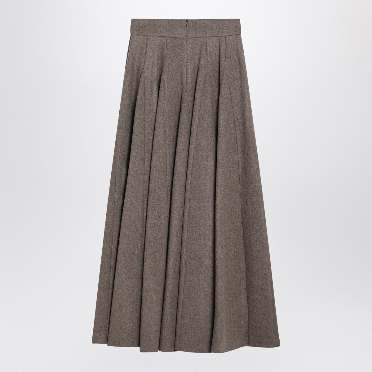 Max Mara Wide hazelnut-colored skirt in wool felt Max Mara