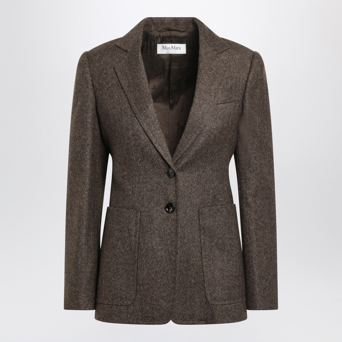 Max Mara Brown single-breasted jacket in wool tweed Max Mara