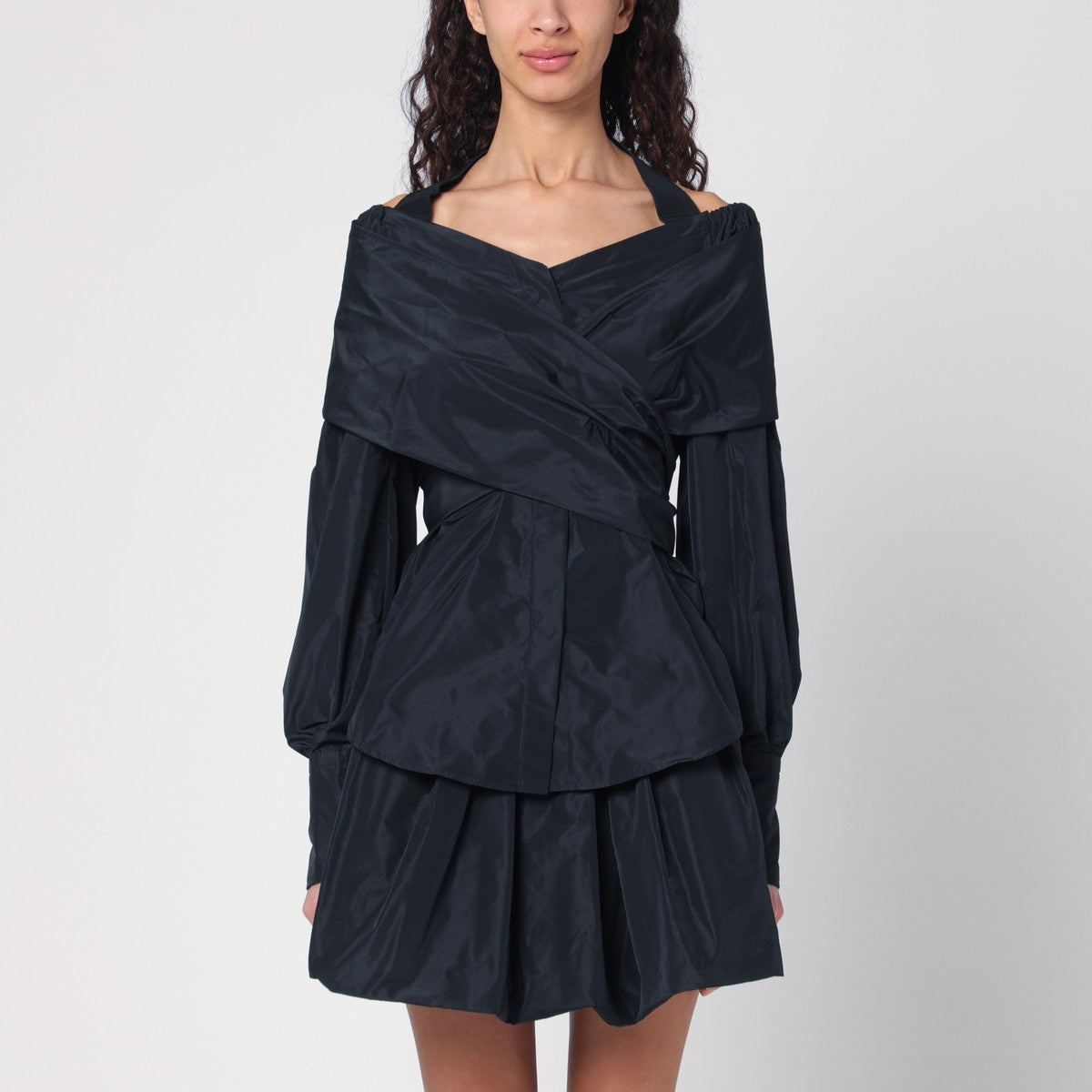 Patou Black blue crossover blouse Patou