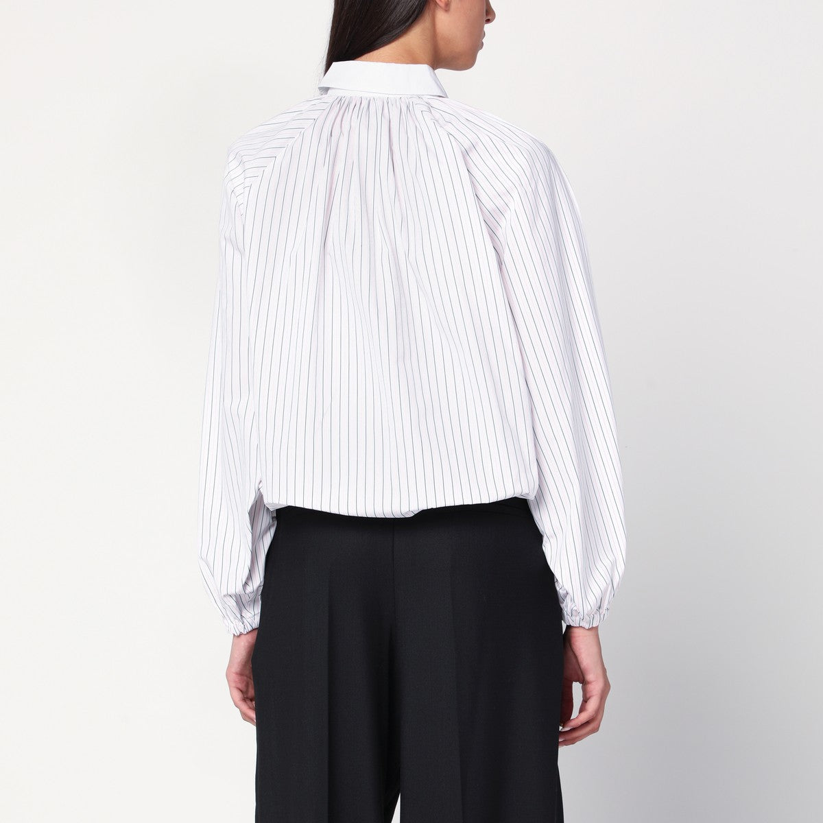 Patou Striped balloon-sleeve shirt in white Patou