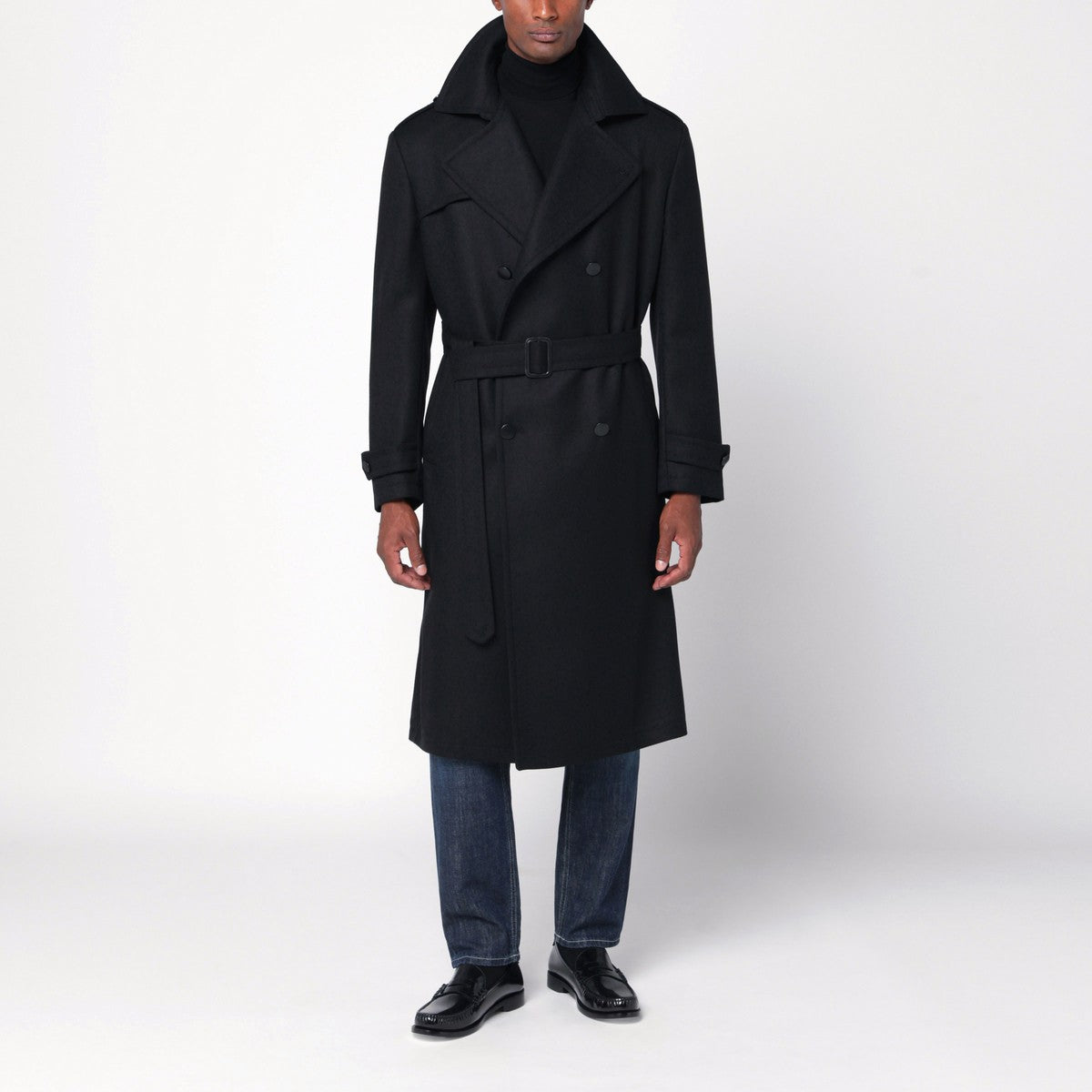 Tagliatore Borns black belted coat Tagliatore