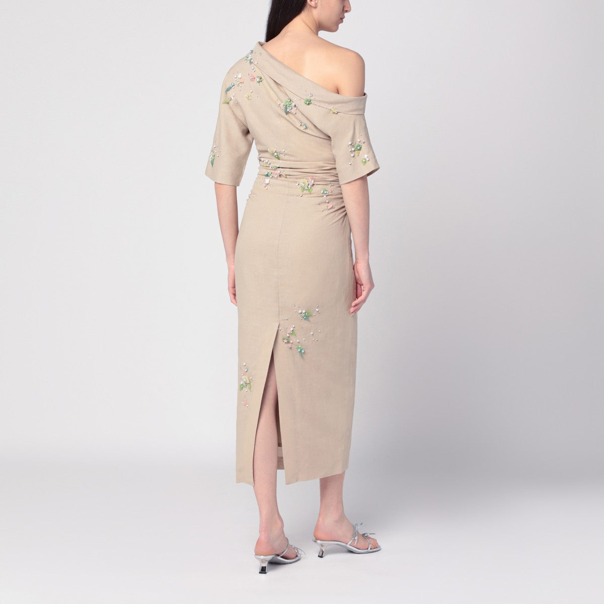 BERNADETTE Beige embroidered Bowery dress BERNADETTE