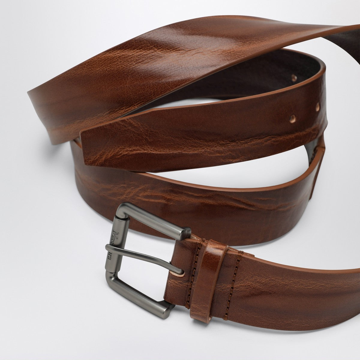 Max Mara Long Belt in Brown Leather Max Mara