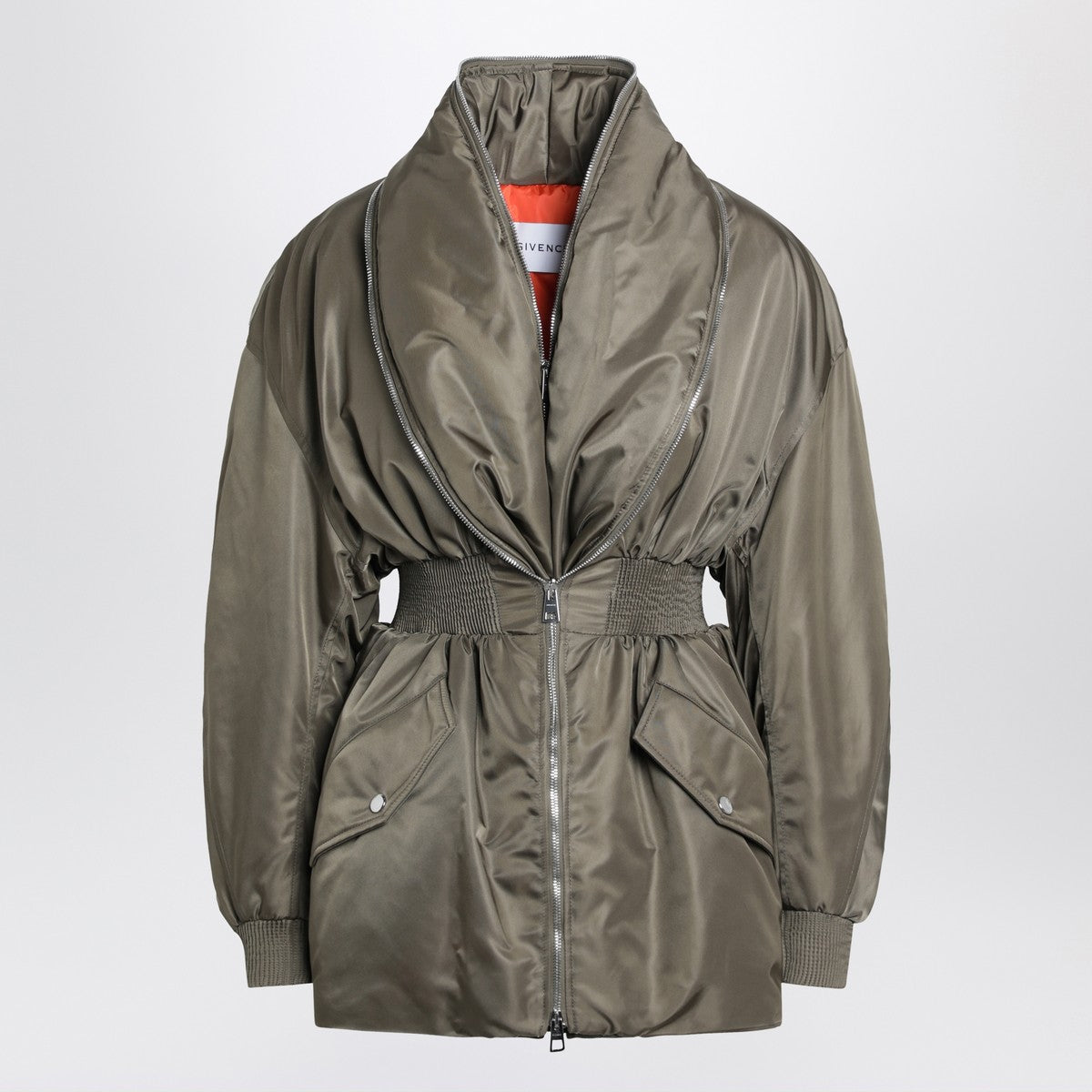 Givenchy Khaki shawl-collar bomber with zip Givenchy