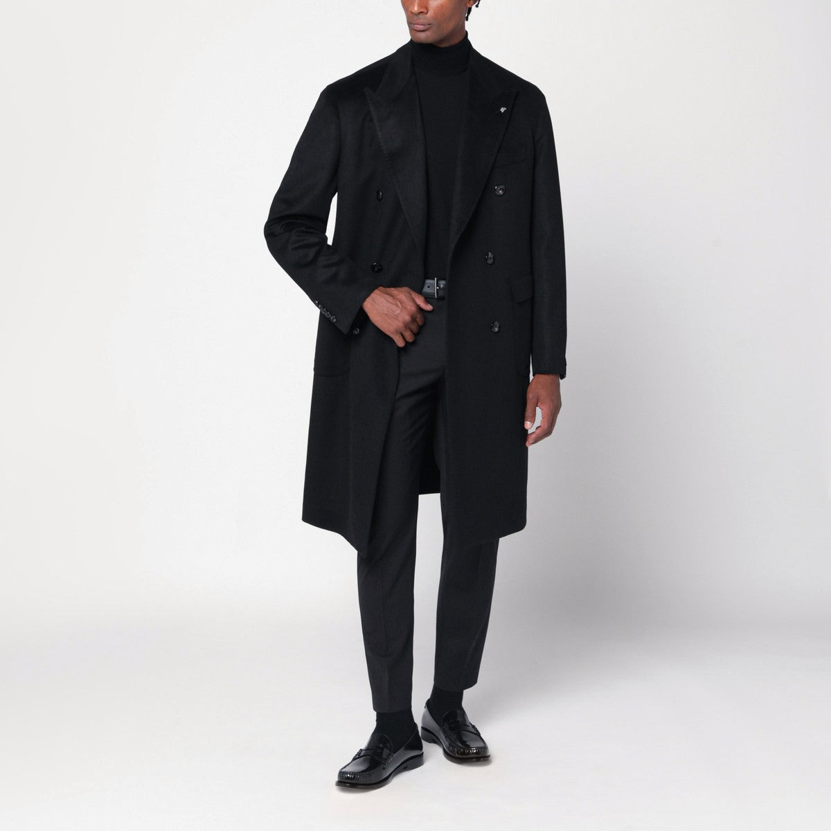Tagliatore Double-breasted black wool coat Tagliatore