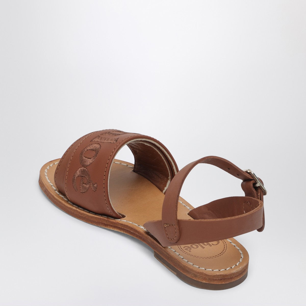Chloé Brown leather sandals with logo Chloé