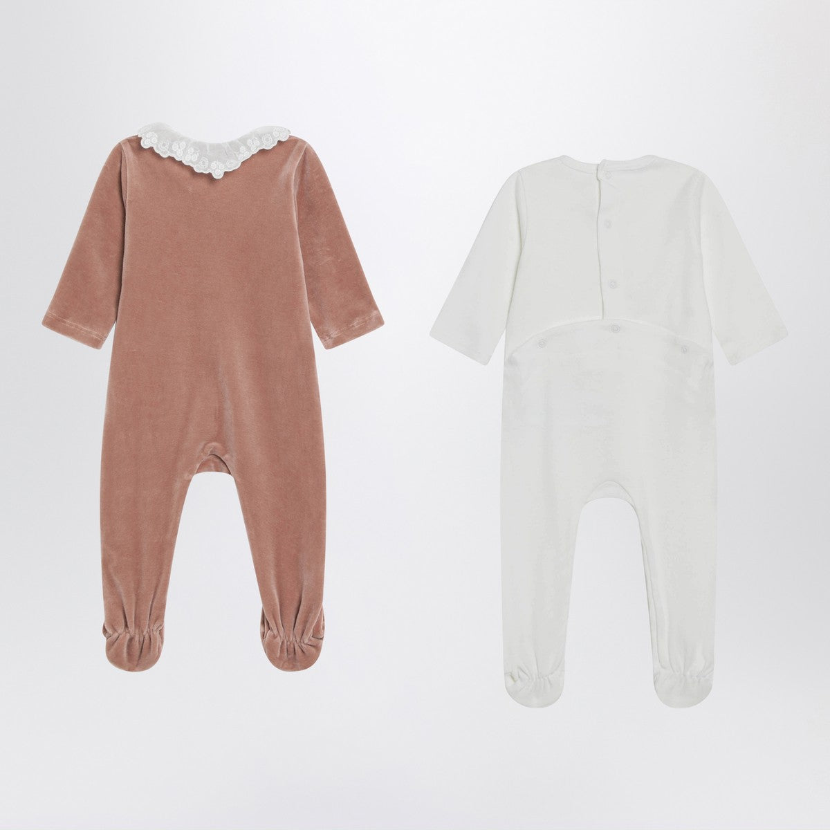 Chloé Set of 2 cotton sleepsuits white and beige Chloé