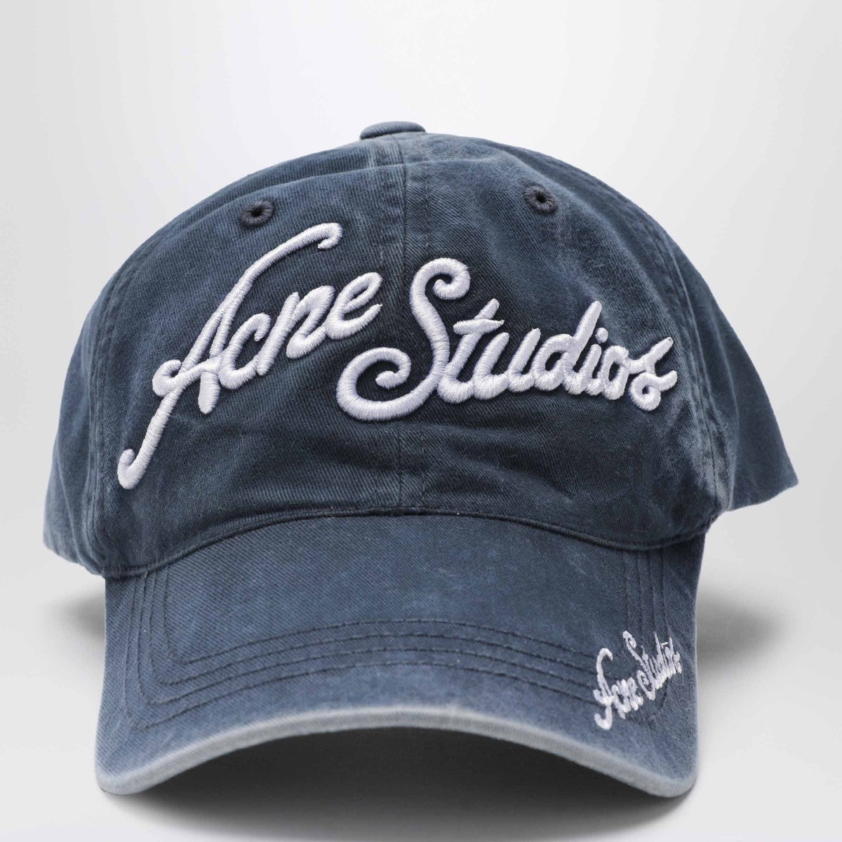 Acne Studios Blue washed-effect baseball cap with logo Acne Studios