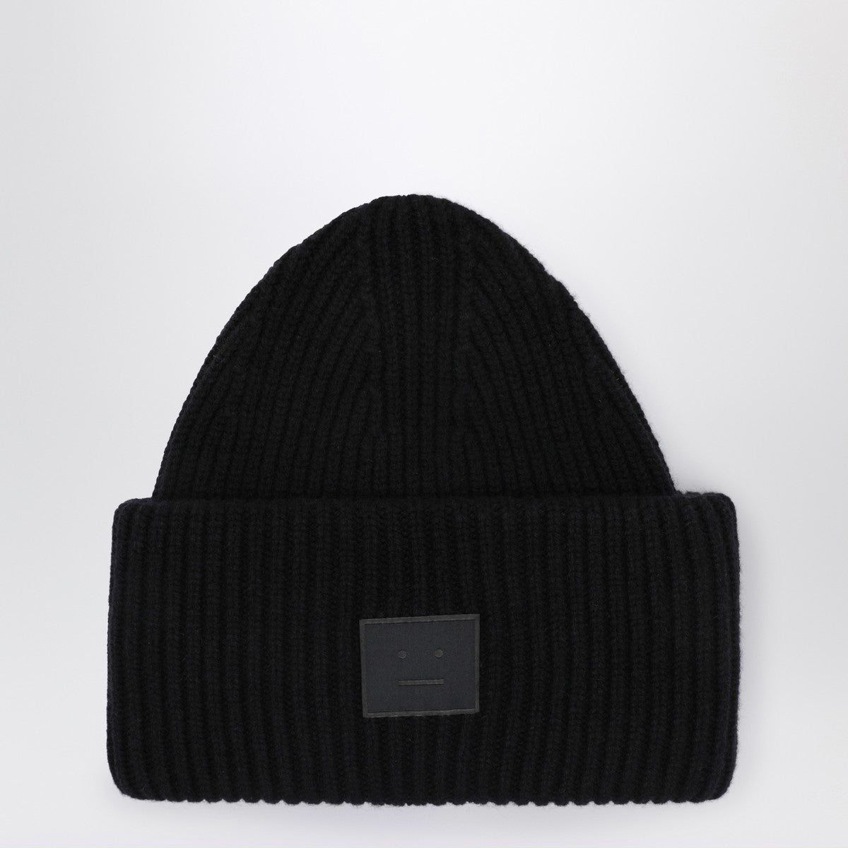 Acne Studios Black large face logo beanie - Yak Acne Studios