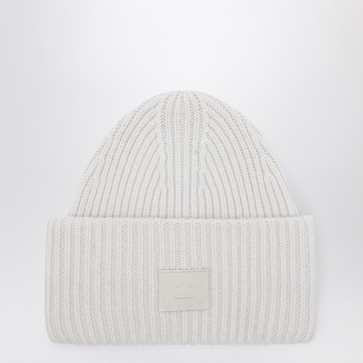 Acne Studios Light grey large face logo beanie - Yak Acne Studios