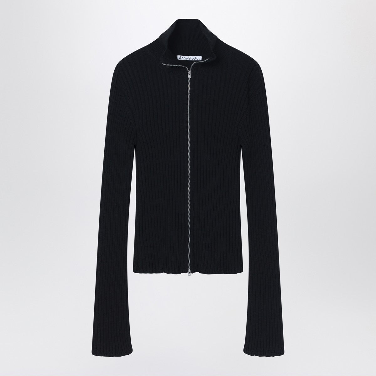 Acne Studios Black ribbed zip cardigan Acne Studios