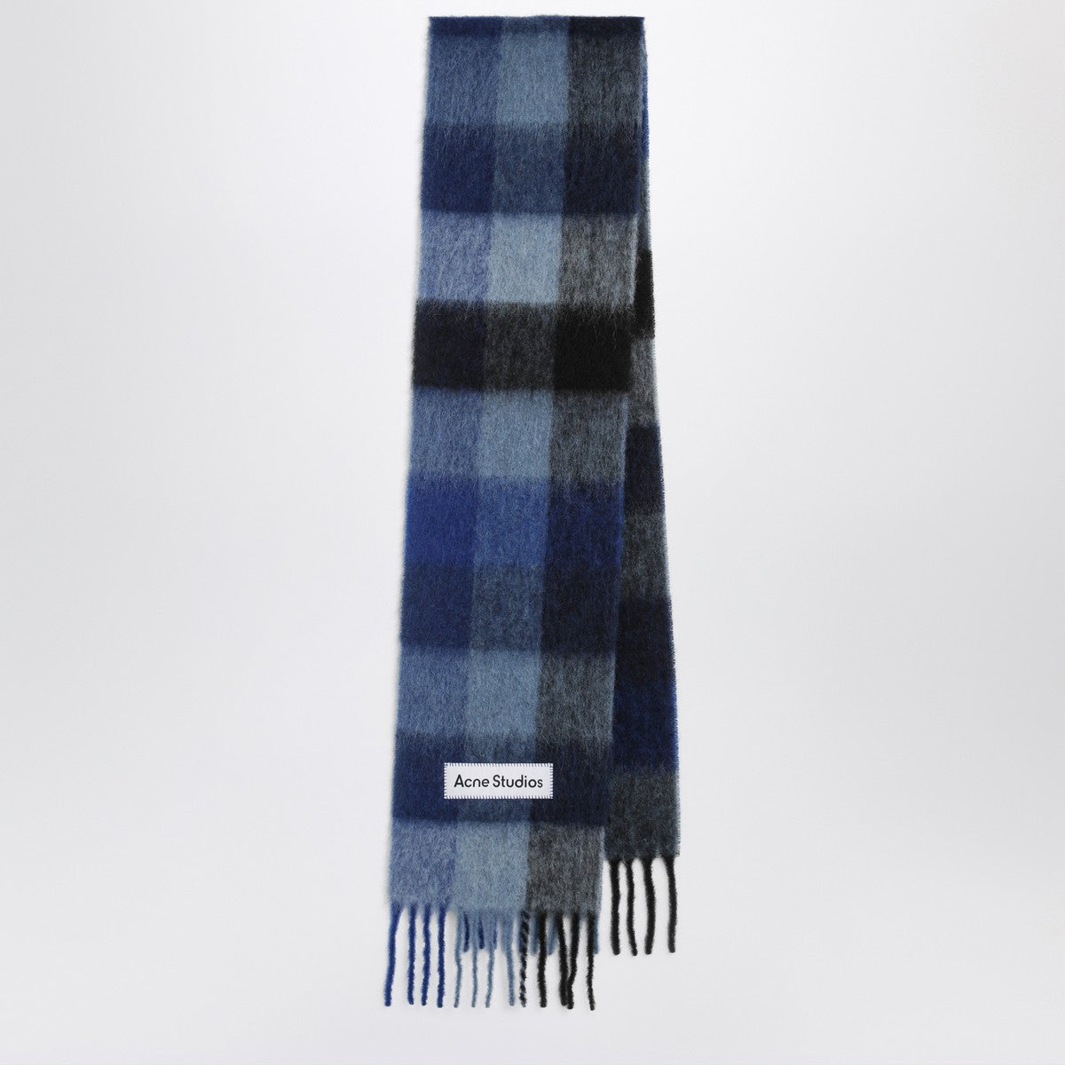 Acne Studios Dark navy/black/blue mohair checked scarf Acne Studios