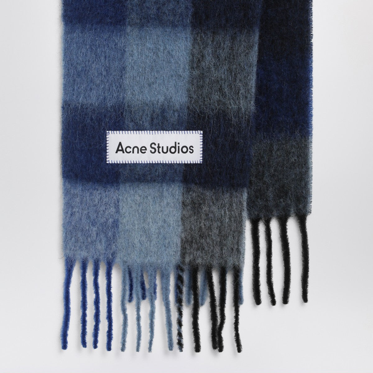 Acne Studios Dark navy/black/blue mohair checked scarf Acne Studios
