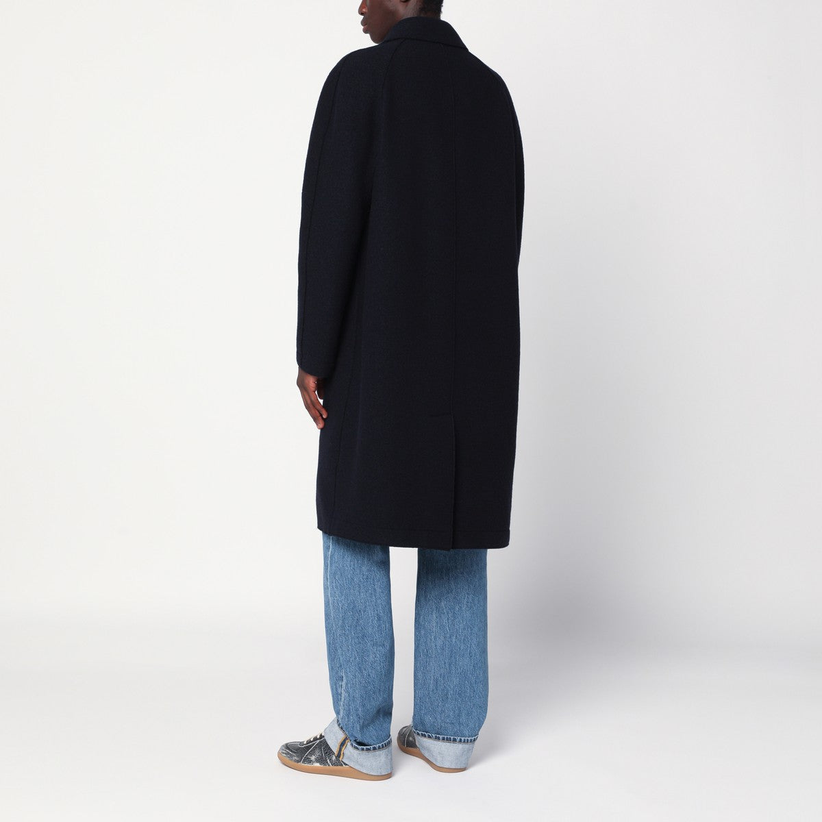 Harris Wharf London Navy blue single-breasted wool coat Harris Wharf London