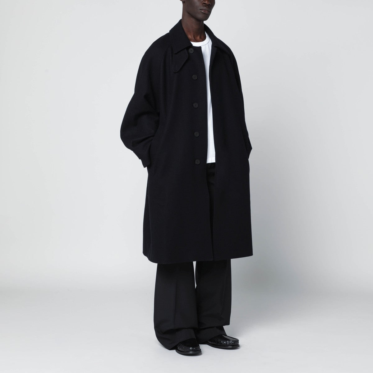 STUDIO NICHOLSON Dark navy blue coat in wool blend Studio Nicholson