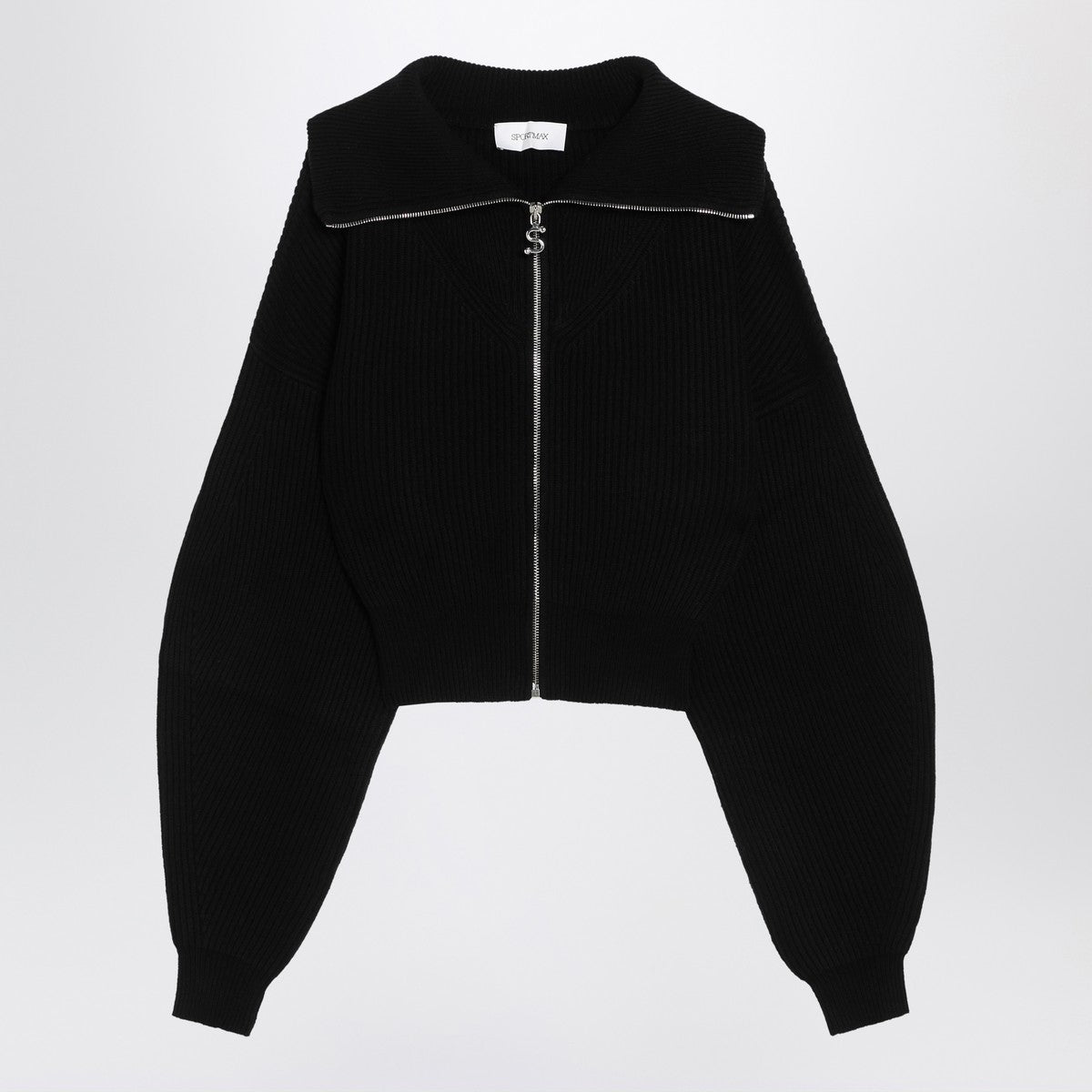 Sportmax Black zip-up cardigan in wool and cashmere Sportmax