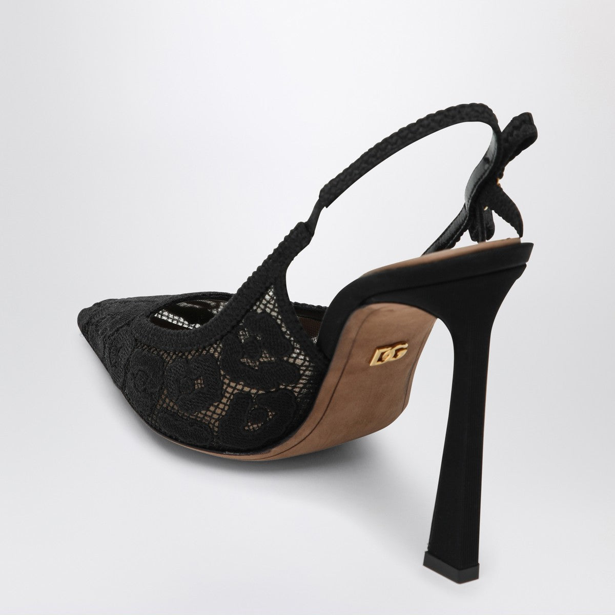 Dolce & Gabbana Dolce&Gabbana Black lace slingback with rhinestones Dolce & Gabbana