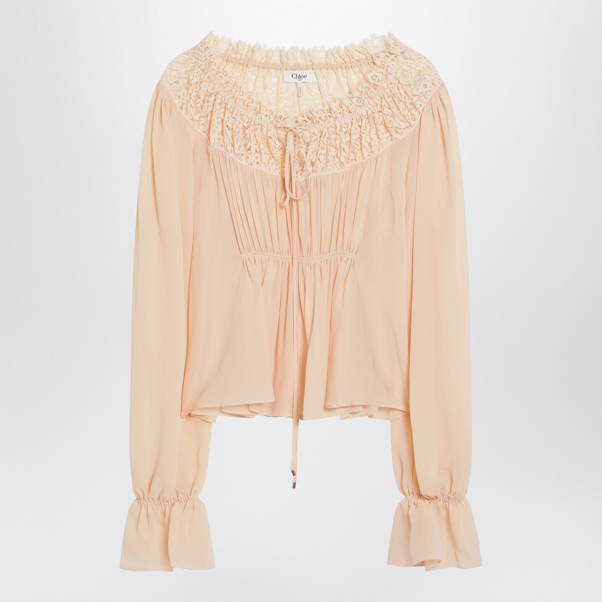 Chloé Blouse with tie in pink silk georgette Chloé