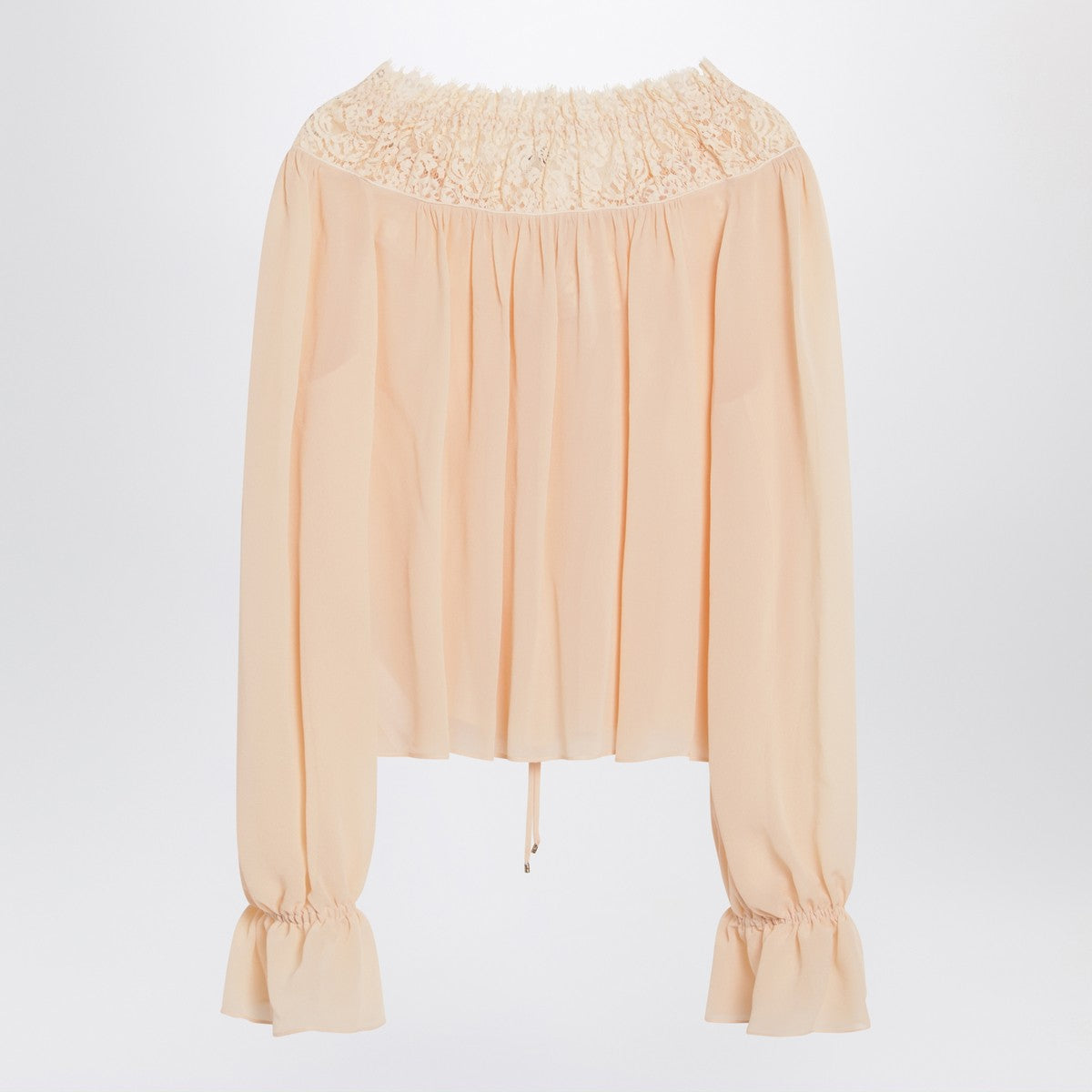 Chloé Blouse with tie in pink silk georgette Chloé