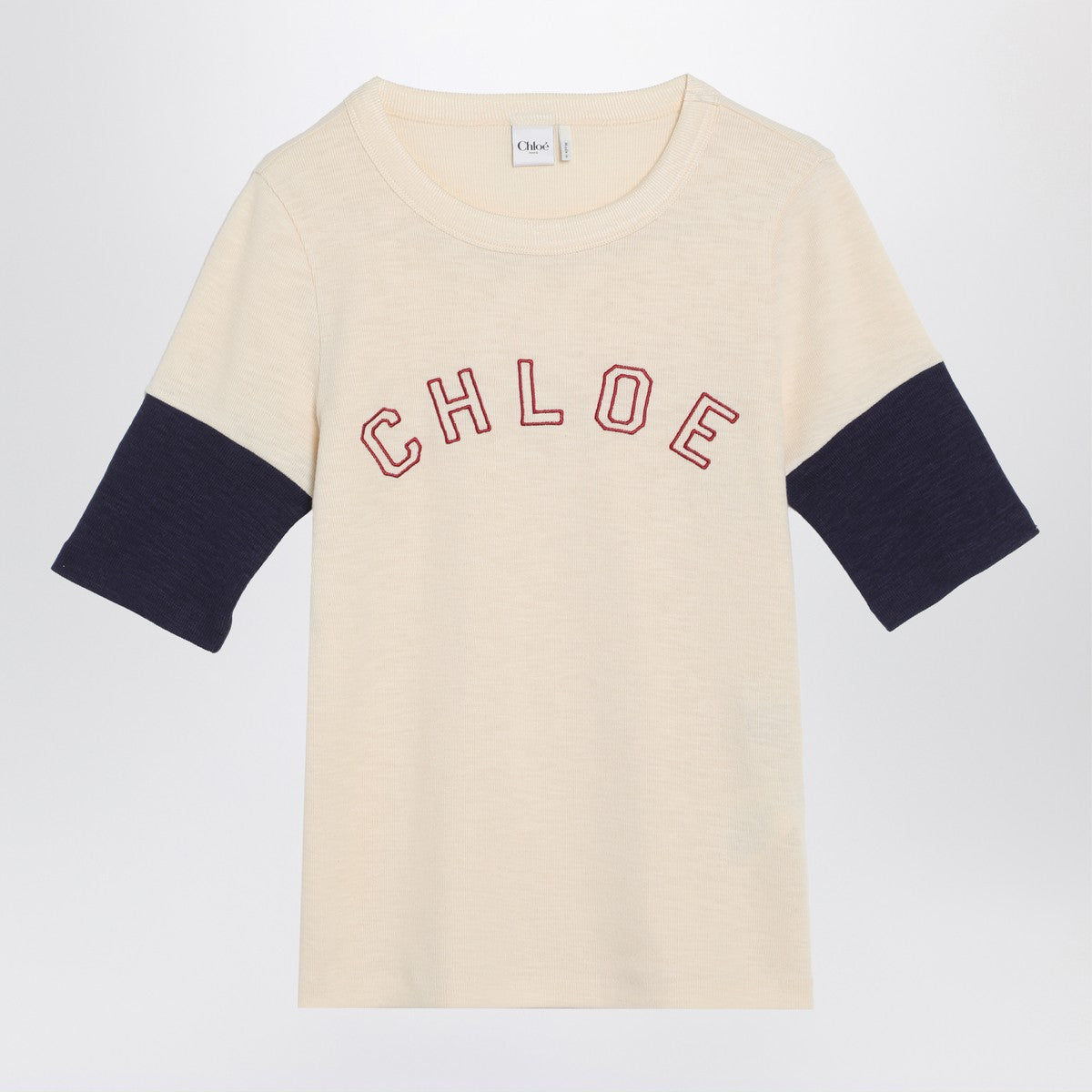 Chloé Wool and cotton T-shirt with logo Chloé