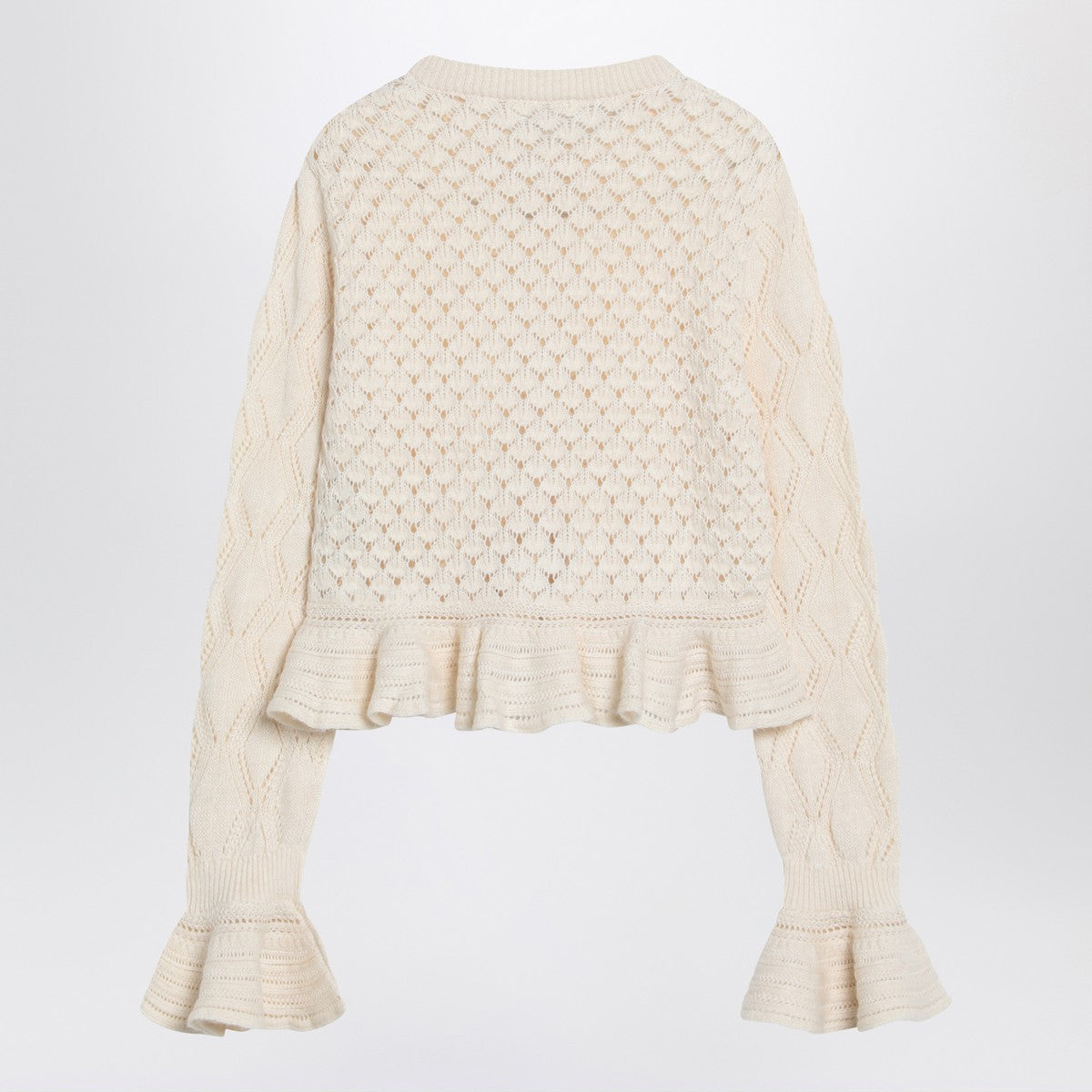 Chloé Latte-colored crochet cardigan in cotton blend Chloé