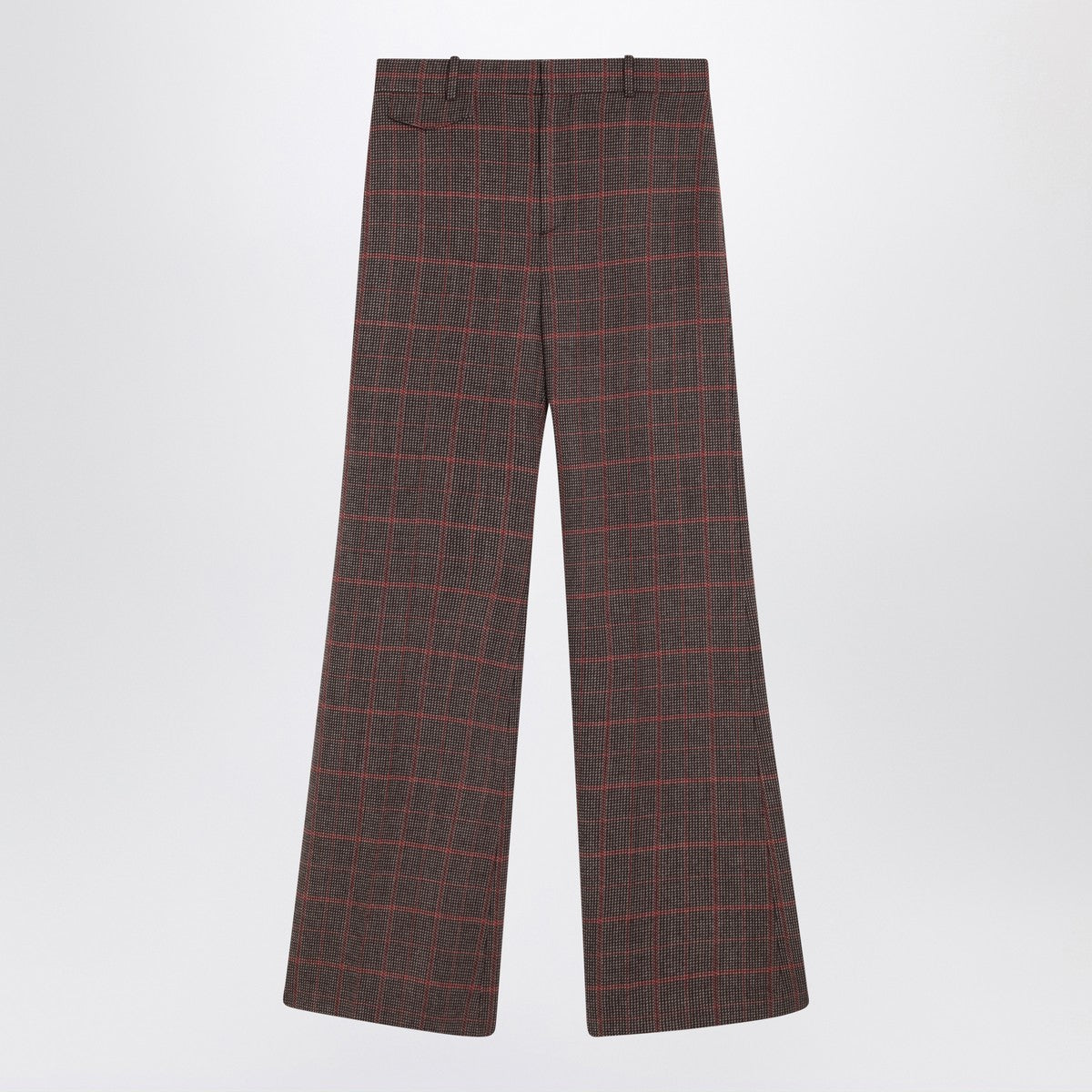 Chloé Brown flared checkered wool trousers Chloé
