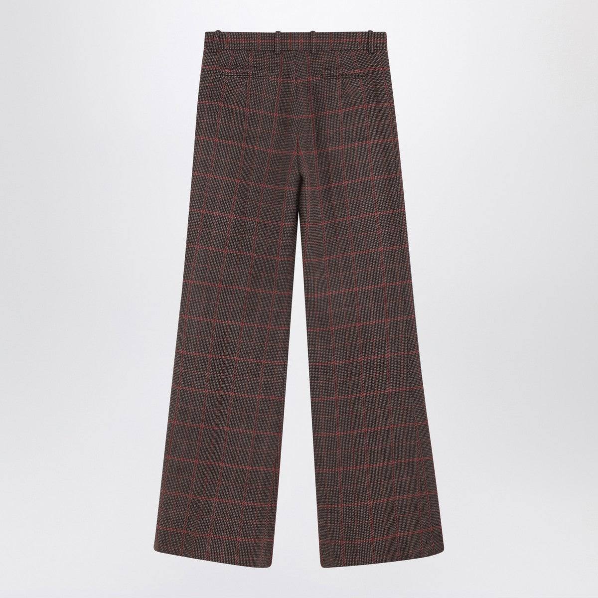 Chloé Brown flared checkered wool trousers Chloé