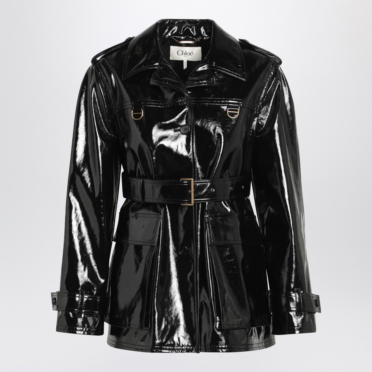 Chloé Black glossy cotton canvas jacket