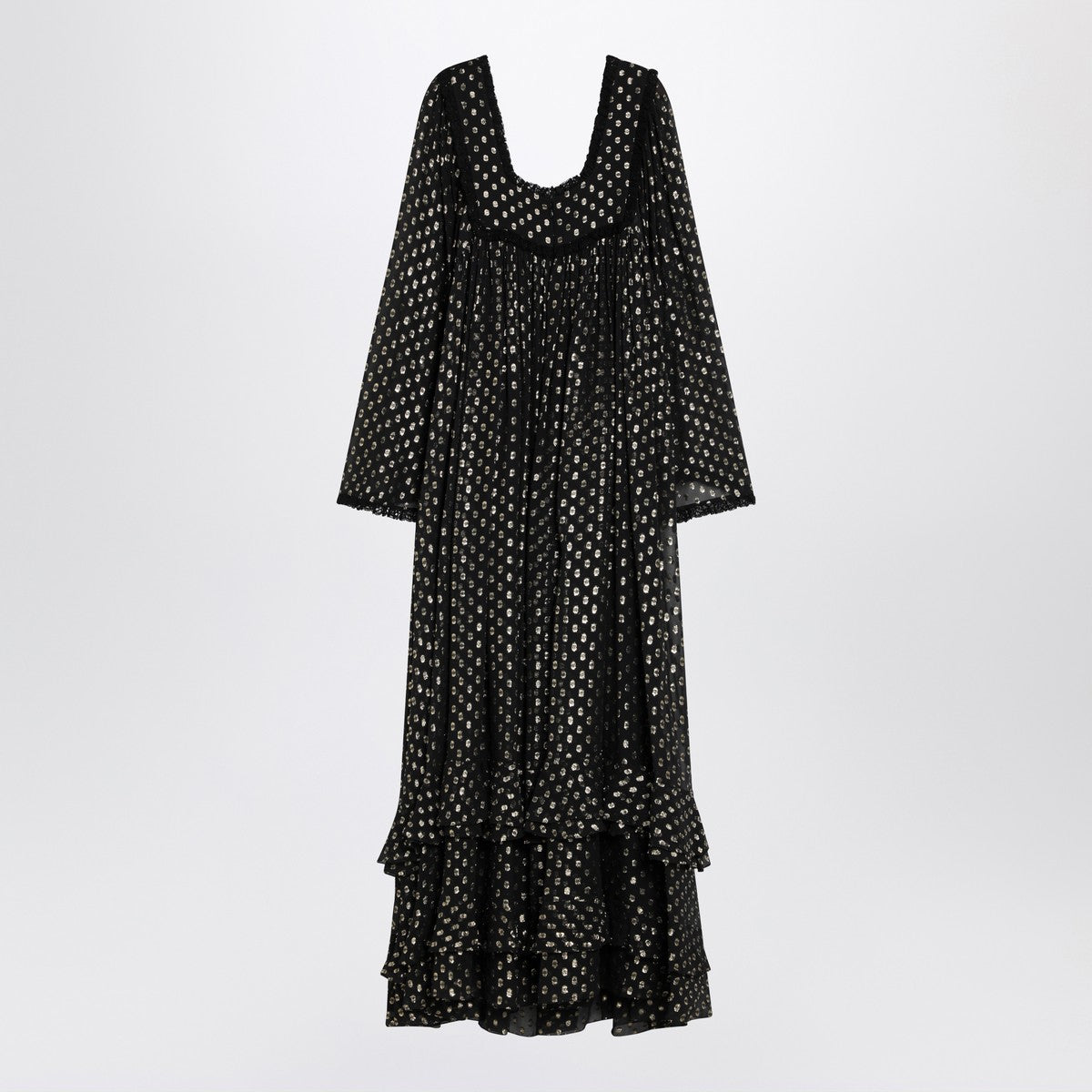 Chloé Maxi black dress with lightweight silk ruffles Chloé