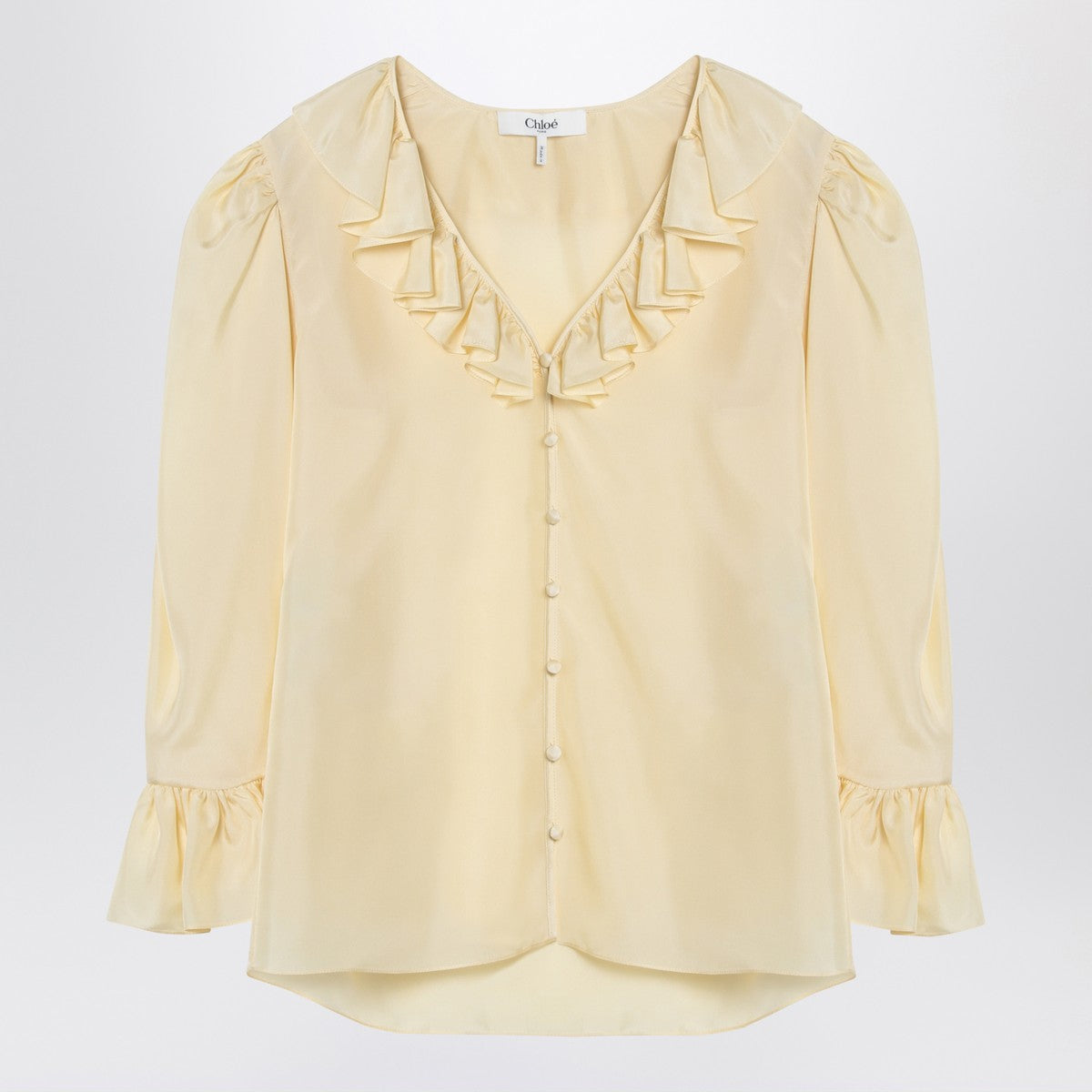 Chloé Light yellow blouse with ruffles in silk Chloé