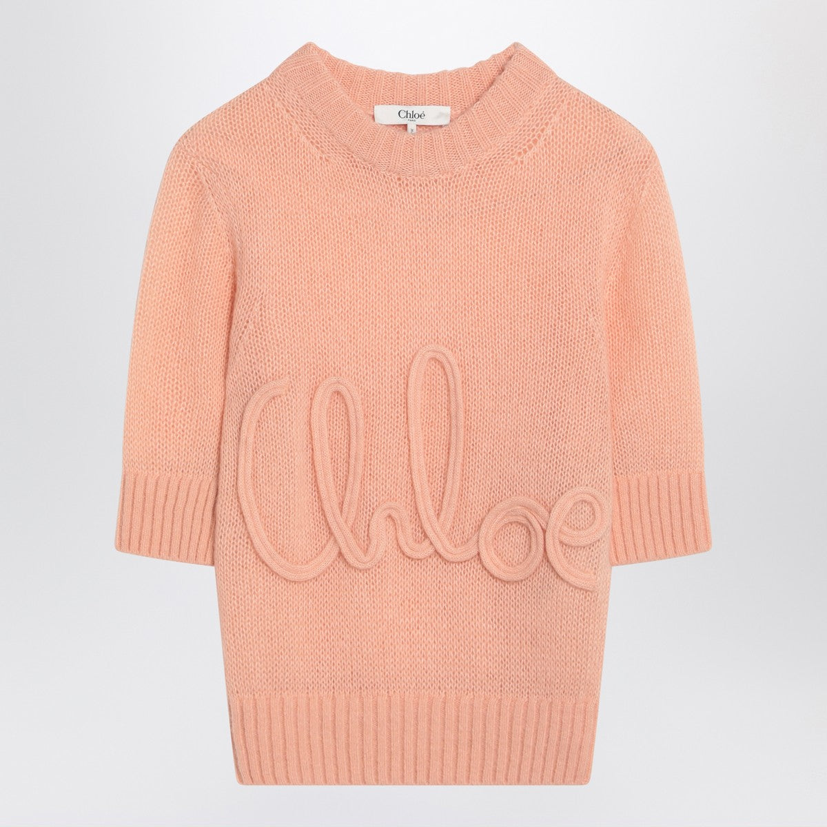 Chloé Peach-colored top with logo embroidery Chloé