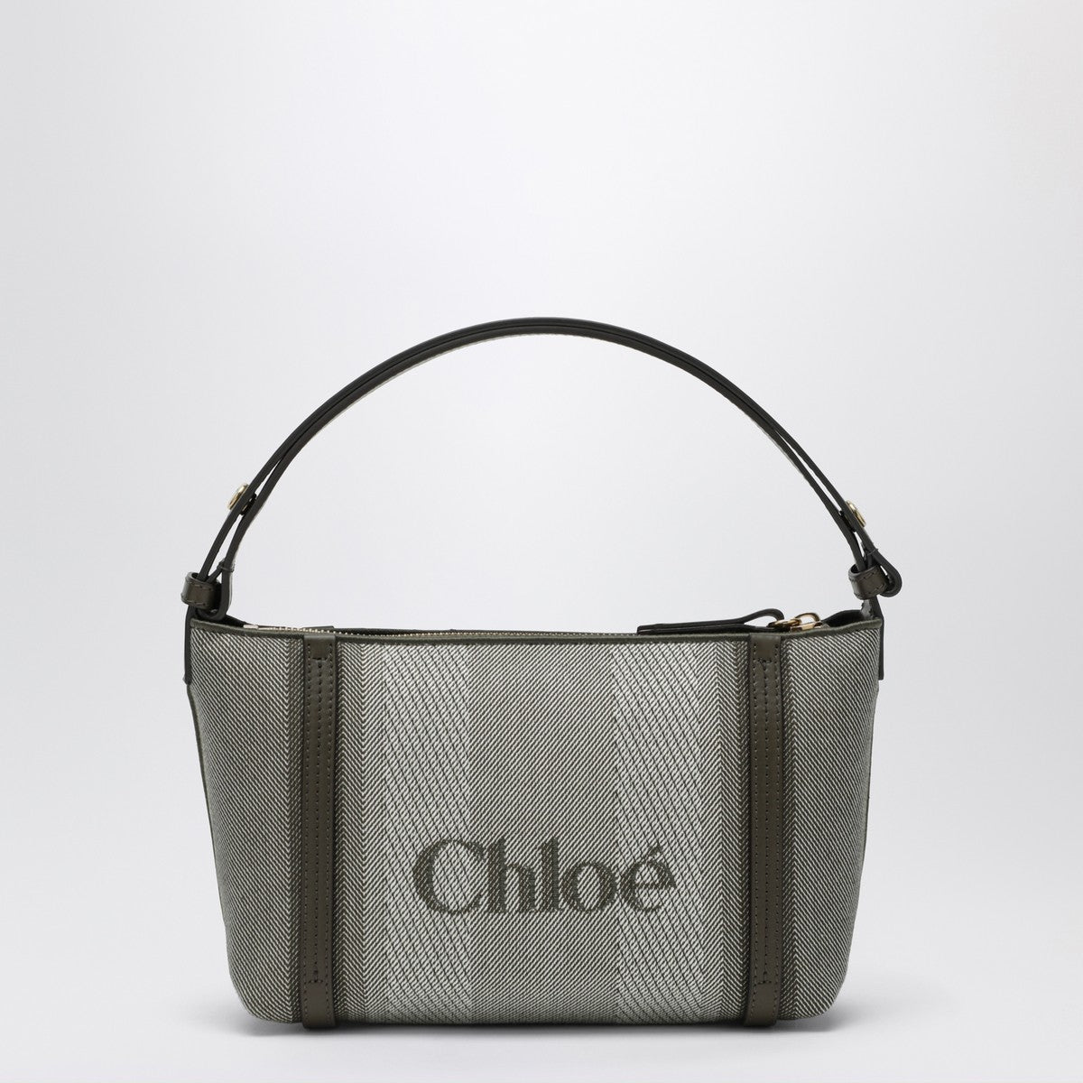 Dark green striped Chloé Carry tote bag in canvas Chloé