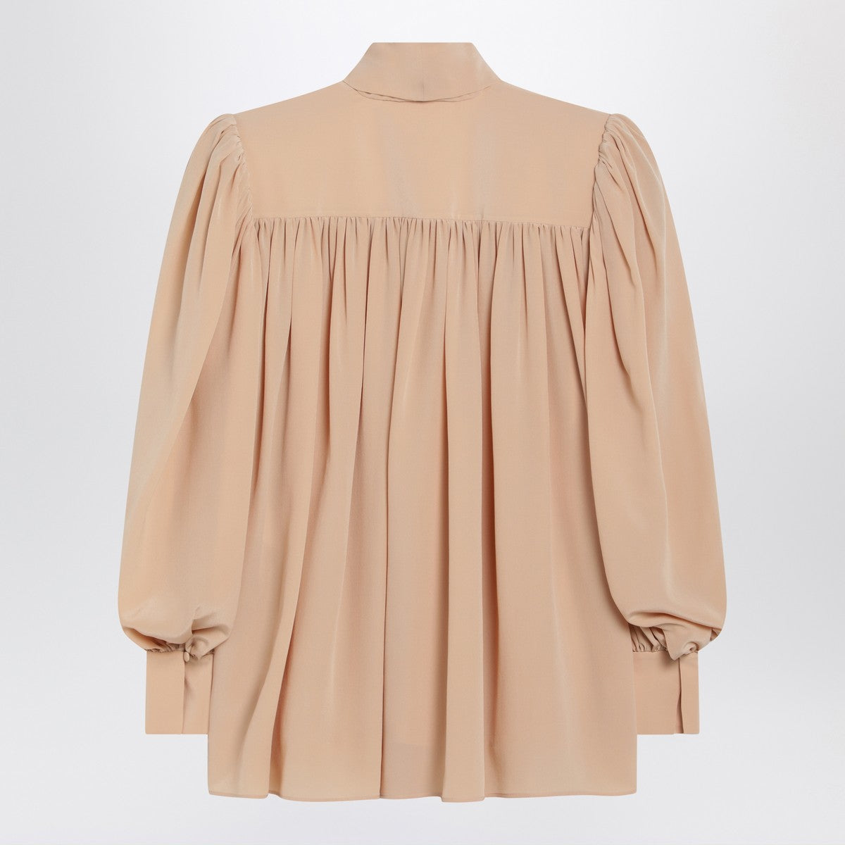 Chloé Ruched sand-coloured blouse with lavallière tie Chloé