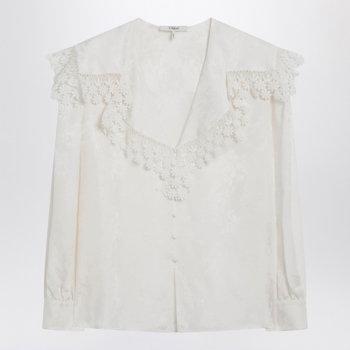 Chloé Jacquard and lace blouse with oversized collar Chloé