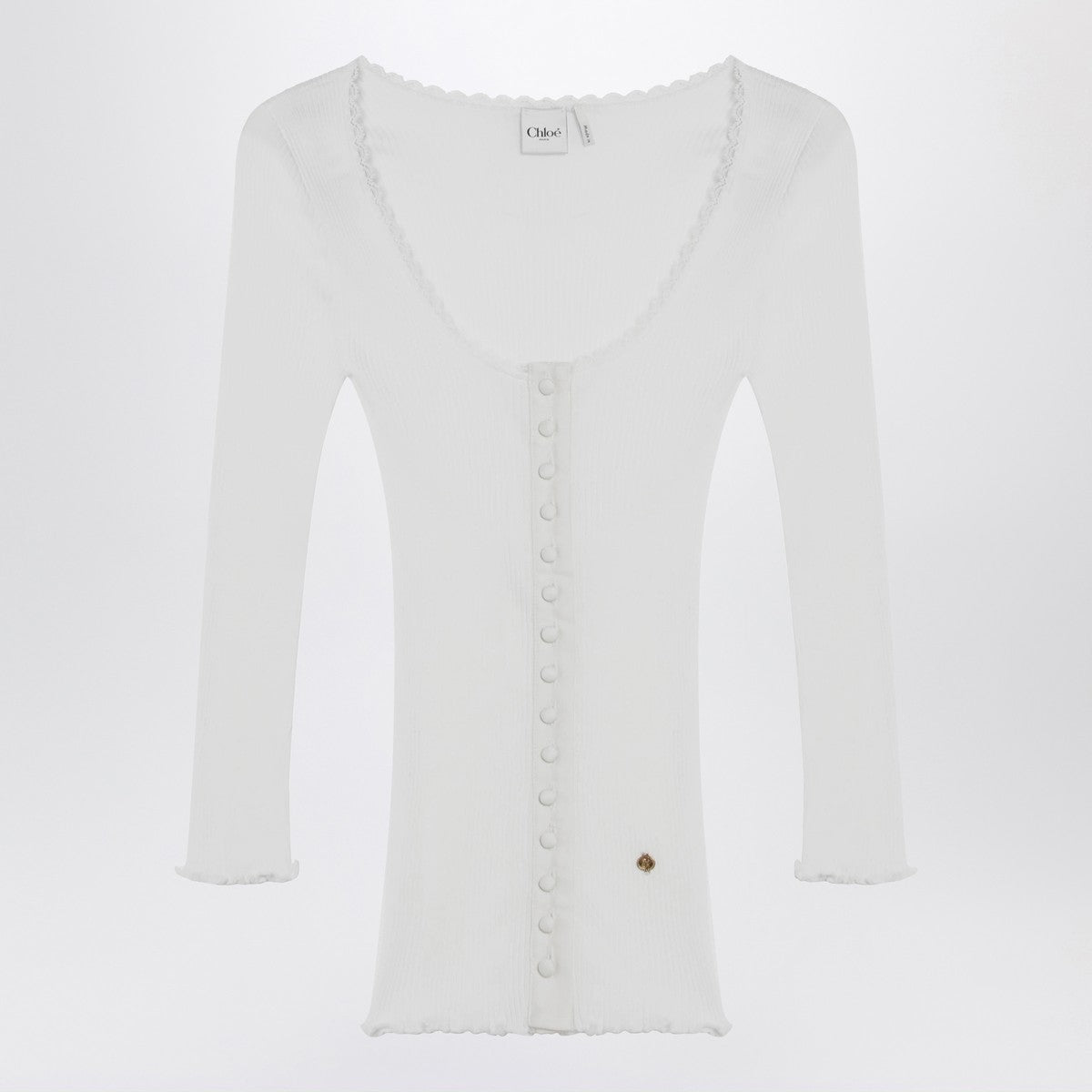 Chloé White fitted cotton cardigan Chloé