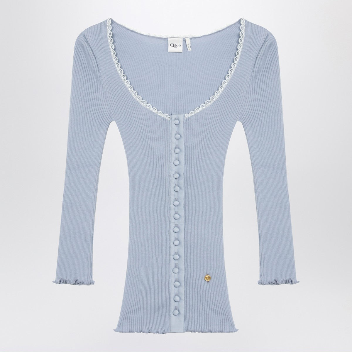 Chloé Light blue fitted cotton cardigan Chloé