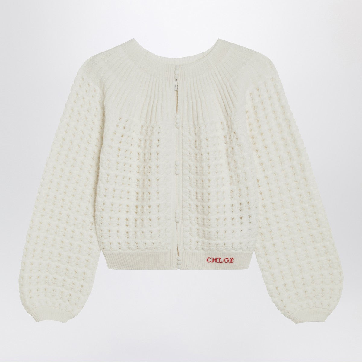 Chloé Milk-colored wool and cashmere knit cardigan Chloé