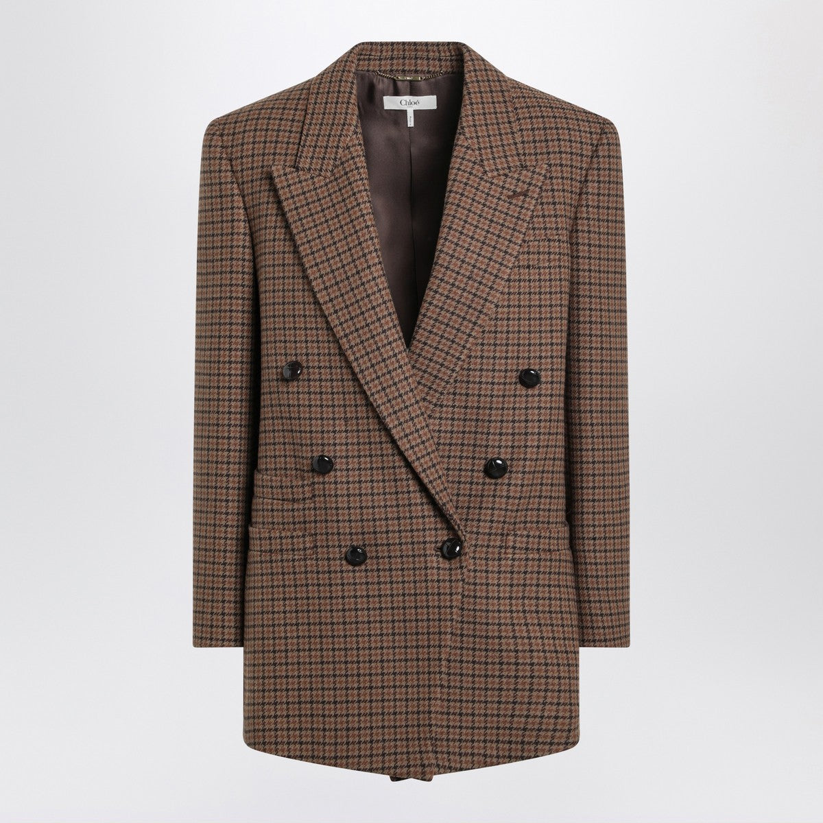 Chloé Brown/black houndstooth double-breasted jacket Chloé