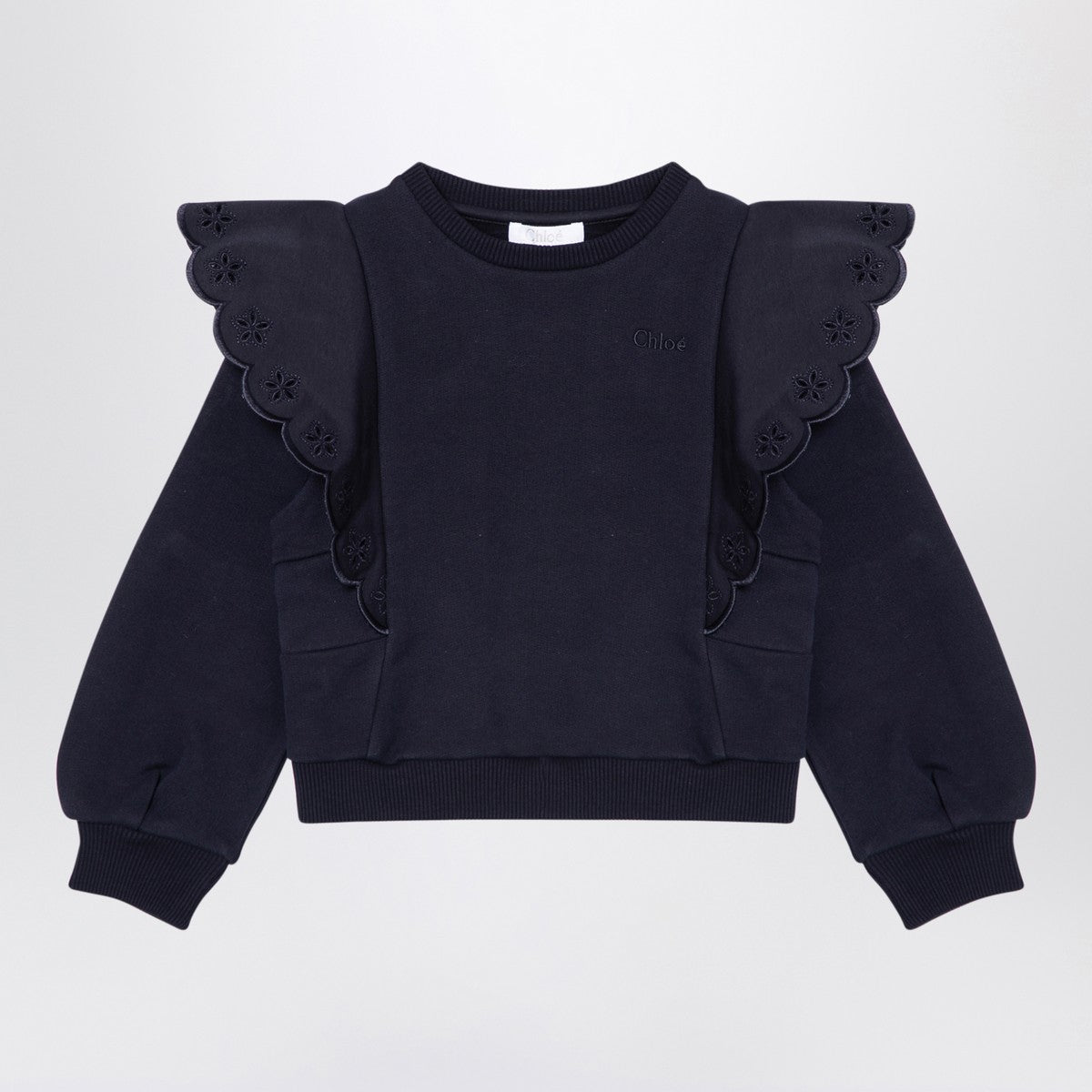 Chloé Navy blue cotton sweatshirt with ruffles Chloé