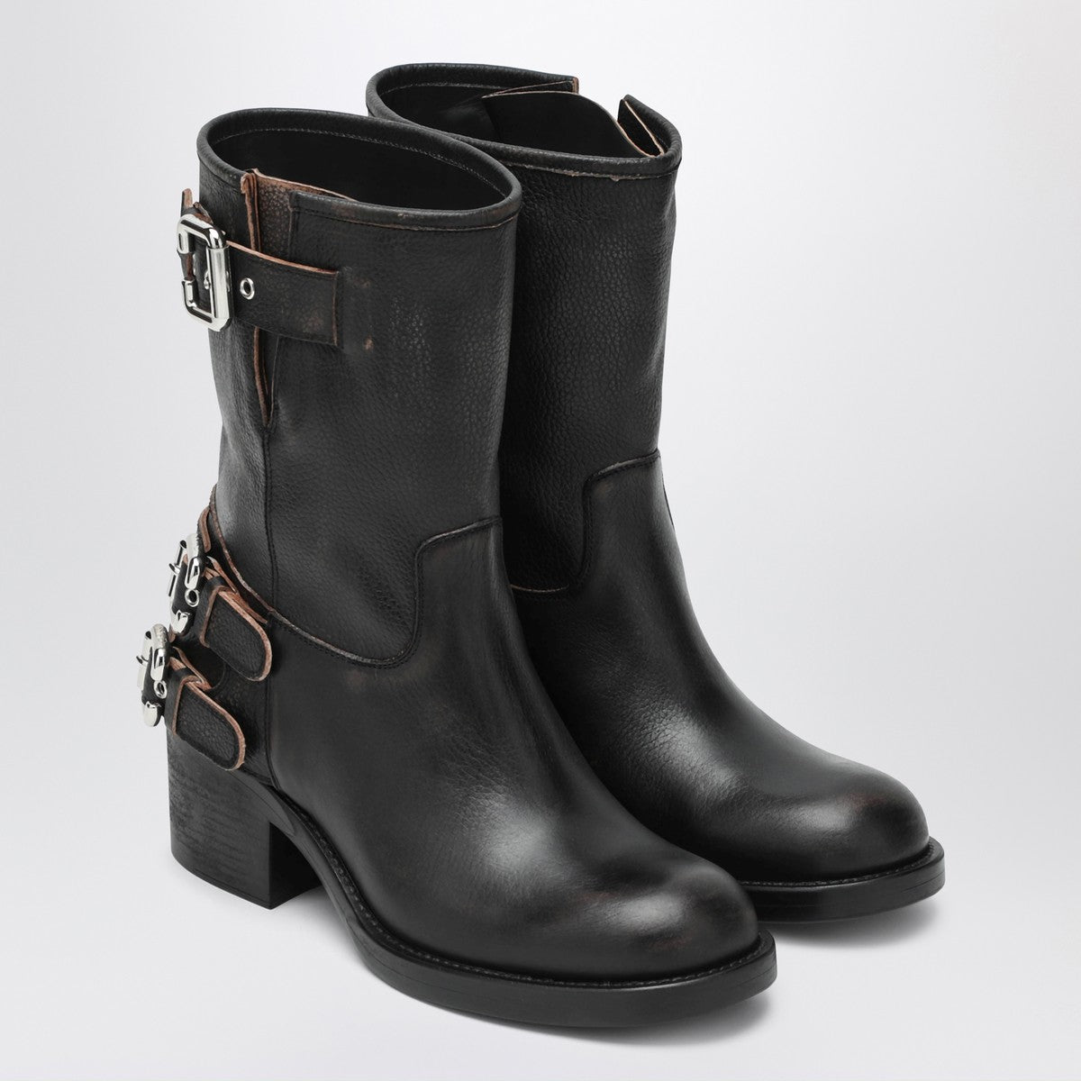 Chloé Black Dakota biker-style boot with vintage effect Chloé