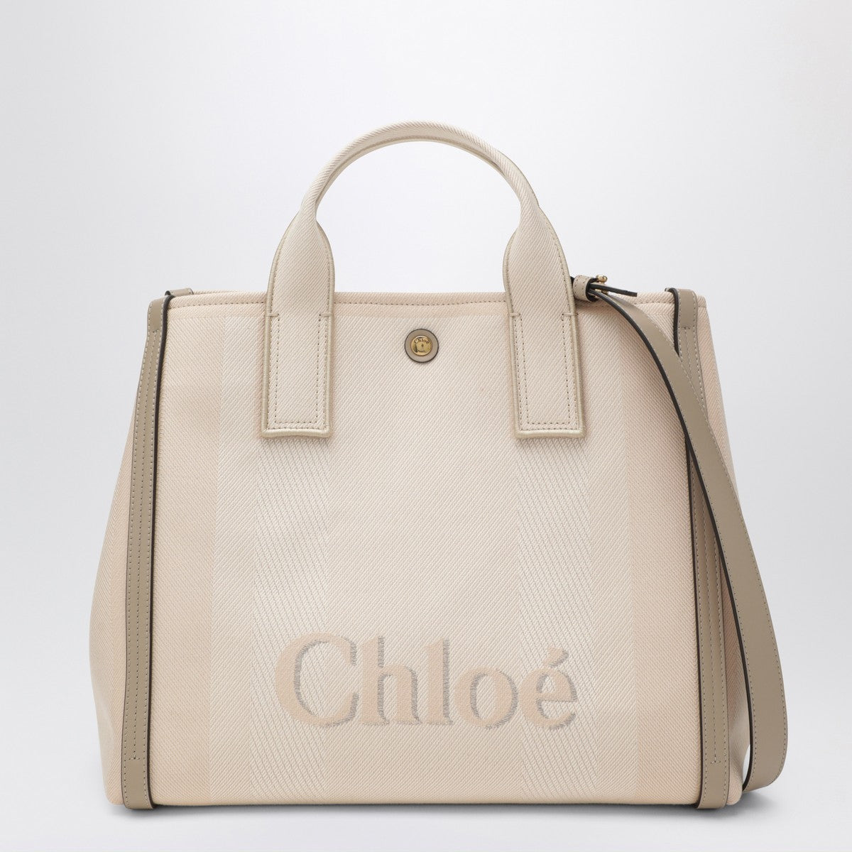 Chloé Carry tote bag in pink beige striped canvas Chloé