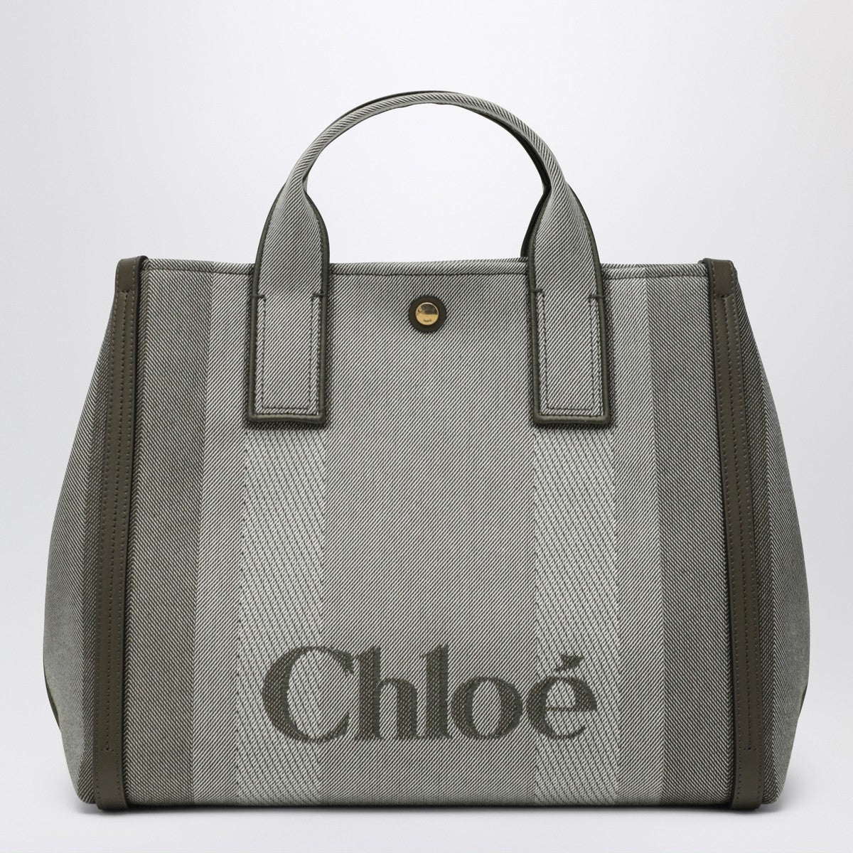 Chloé Carry tote bag in dark green striped canvas Chloé