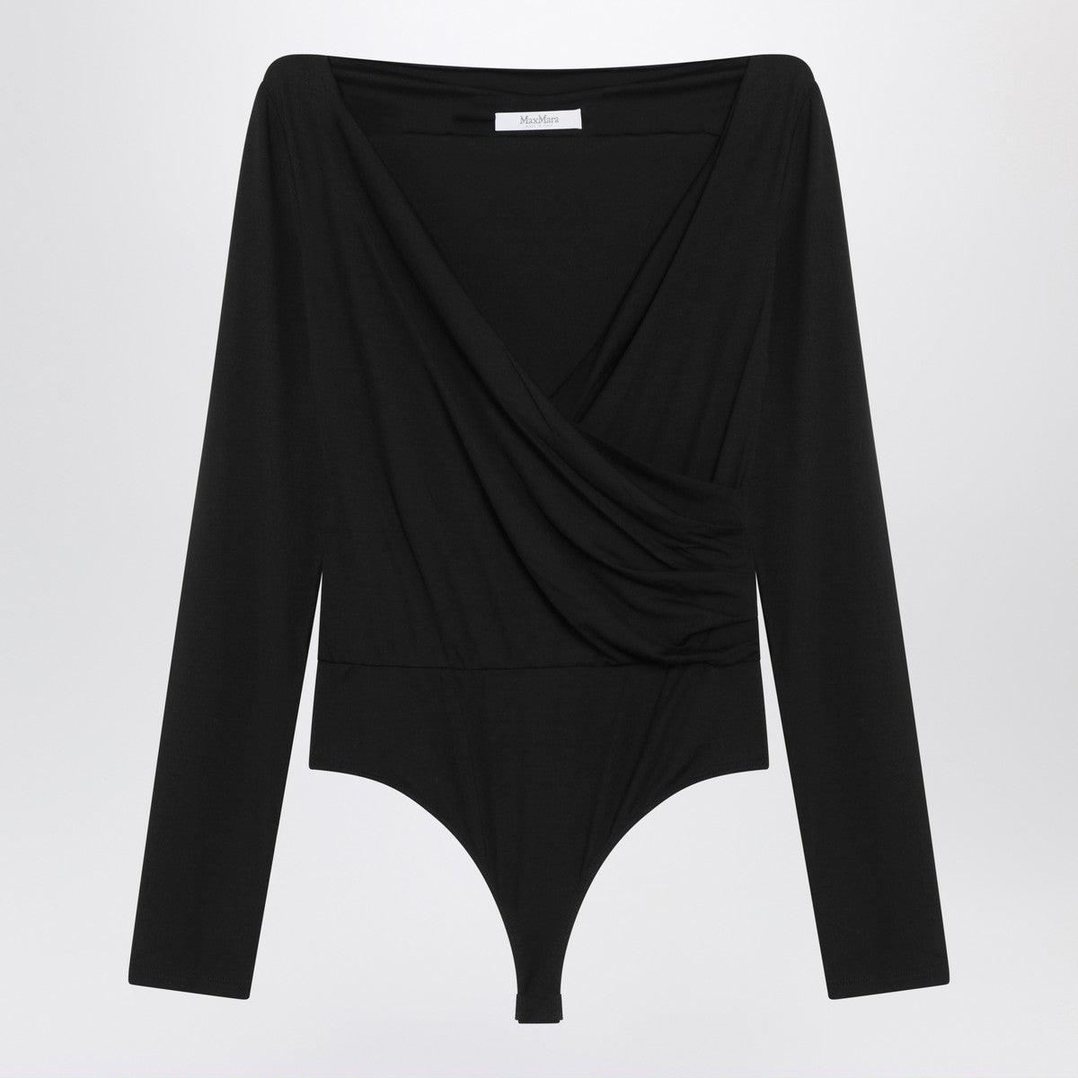 Max Mara Black crossover bodysuit in stretch jersey Max Mara