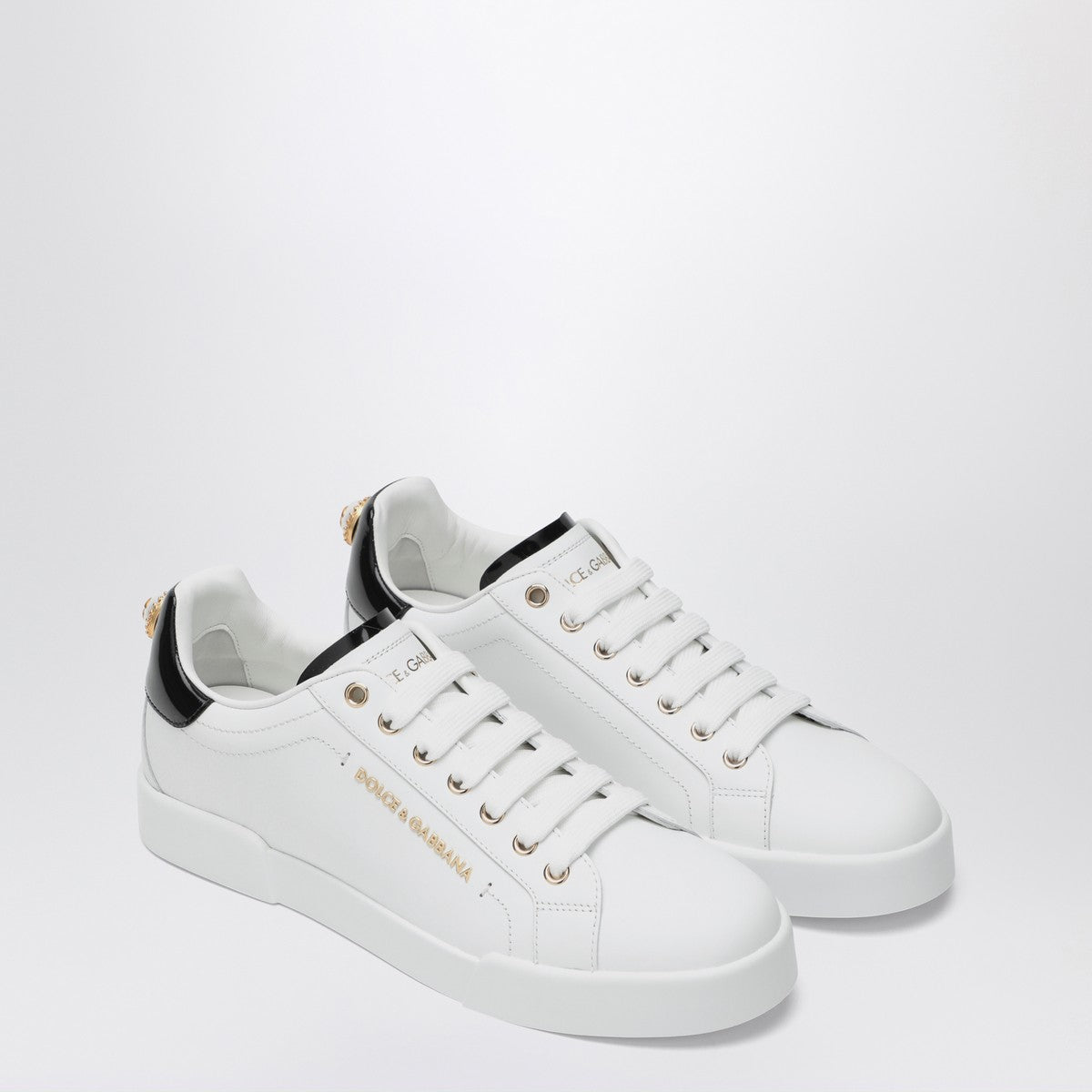 Dolce & Gabbana Dolce&Gabbana White/gold leather Portofino sneakers Dolce & Gabbana