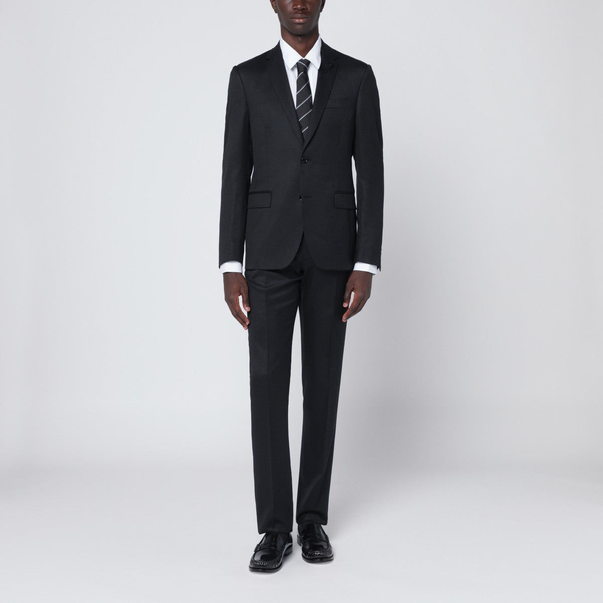 Lardini Black single-breasted wool suit Lardini