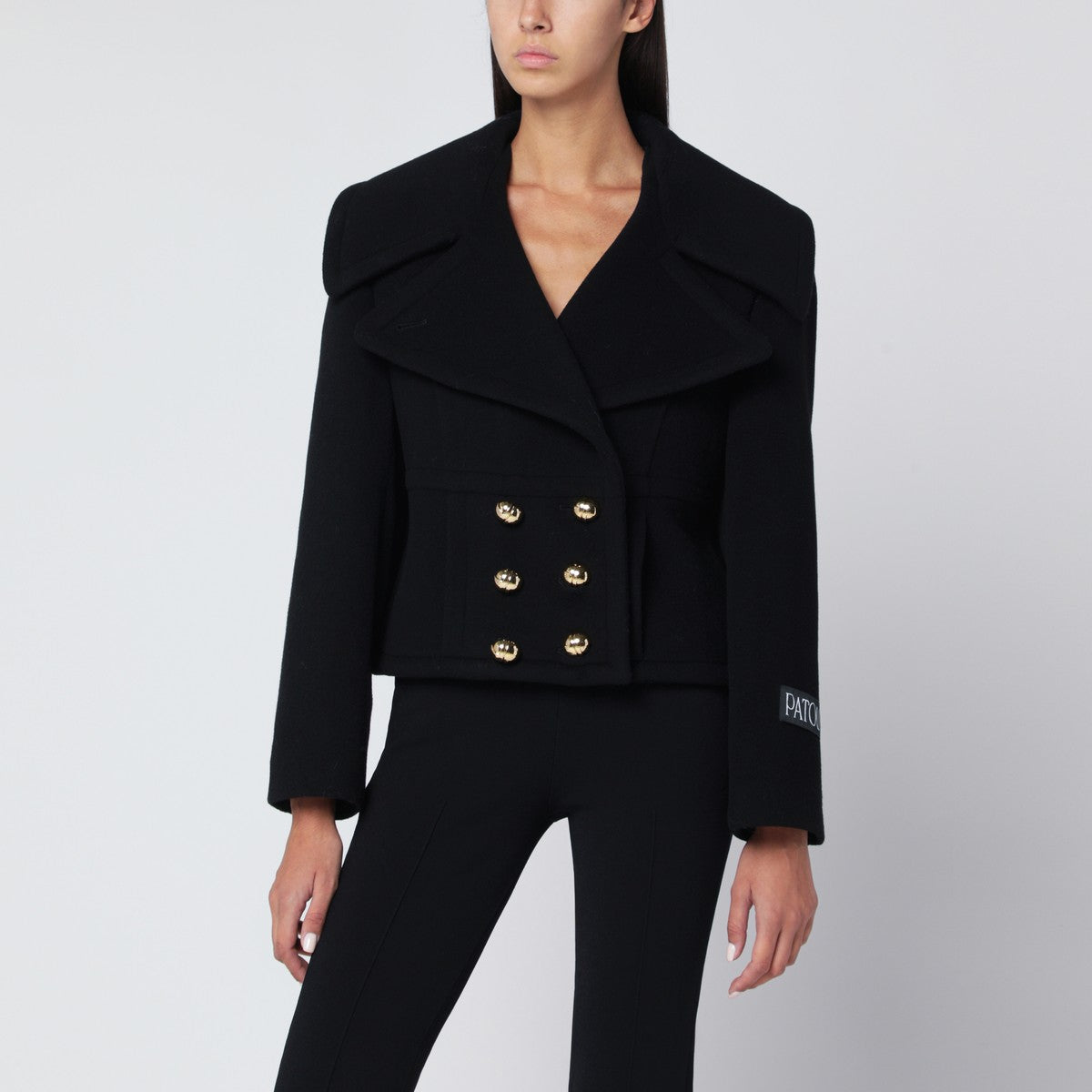 Patou Short black double-breasted coat Patou