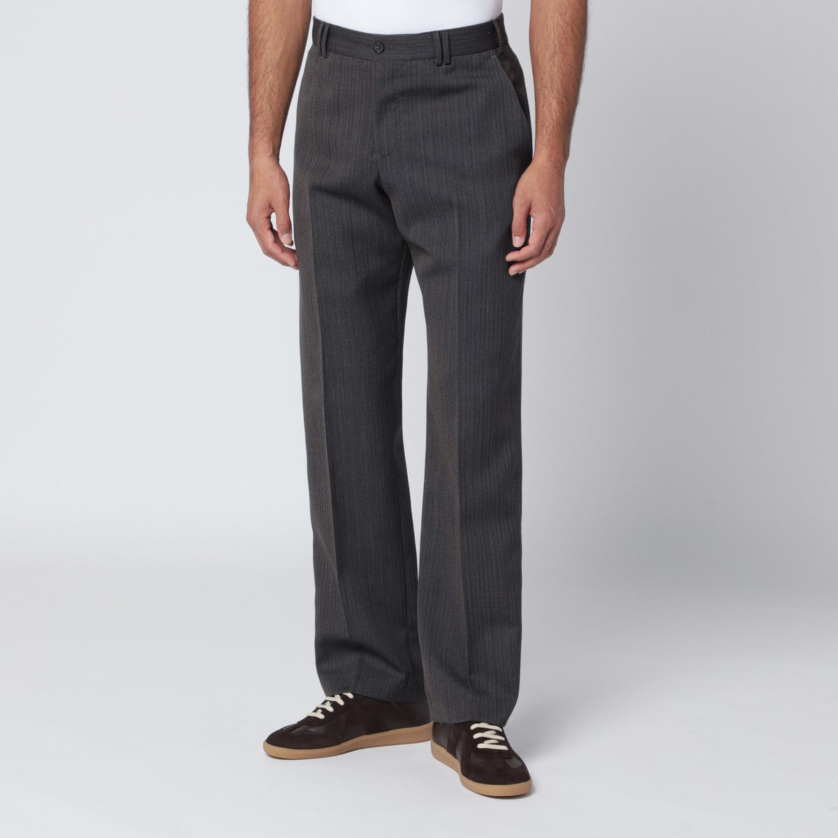 PT Torino Brown striped wool trousers PT Torino