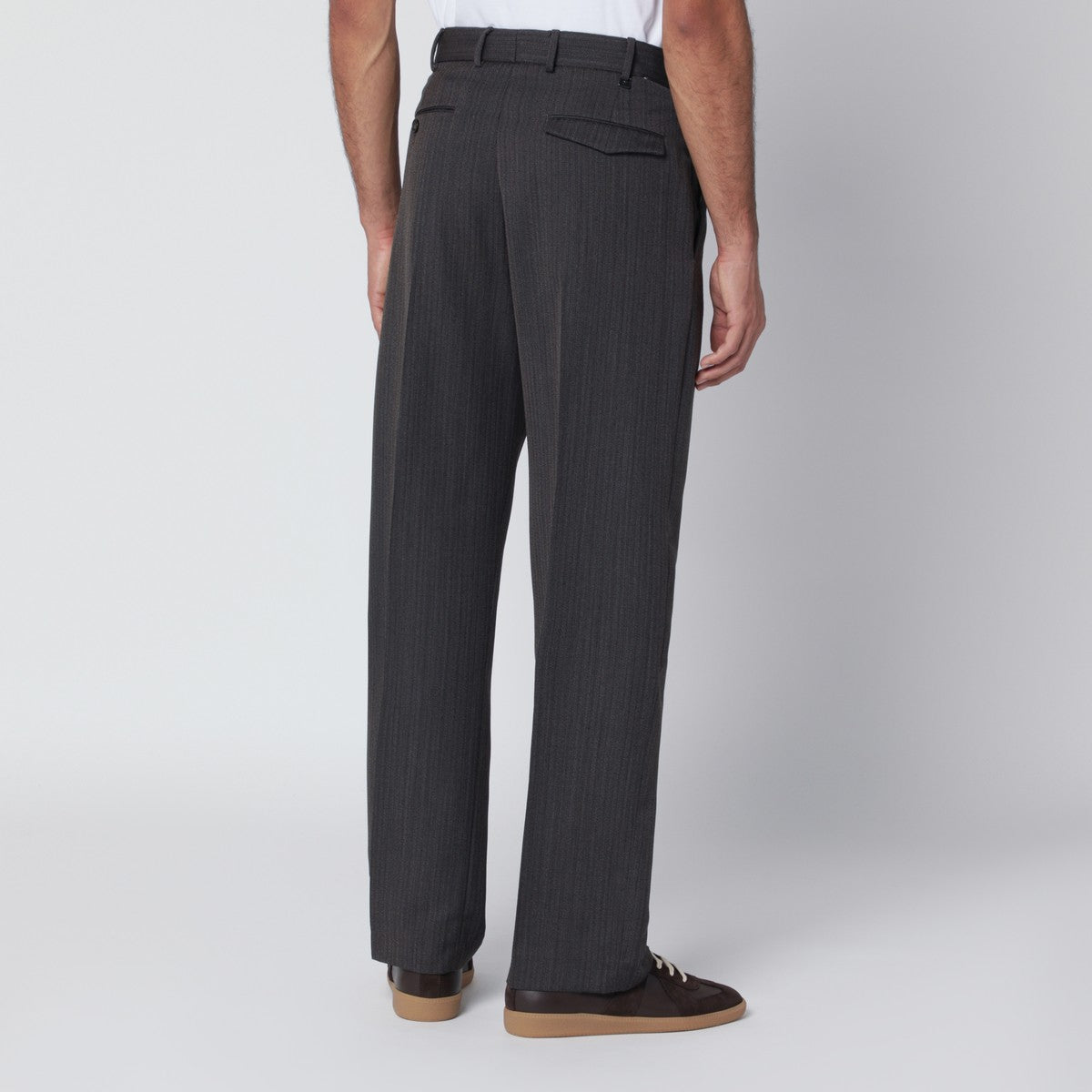 PT Torino Brown striped wool trousers PT Torino