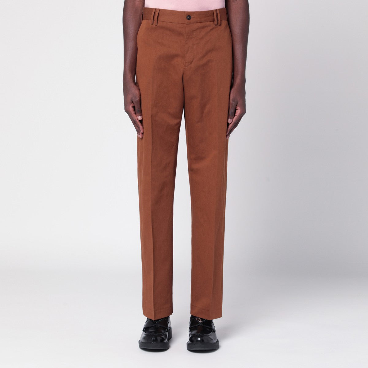 PT Torino Brown cotton and linen trousers PT Torino